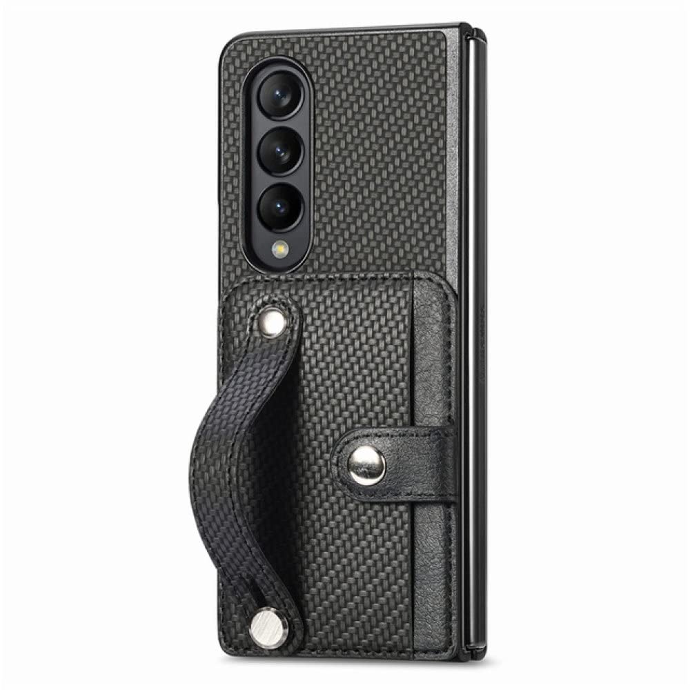 Coque Samsung Z Fold 4 cuir noir résout le problème de prise en main avec bracelet - 8