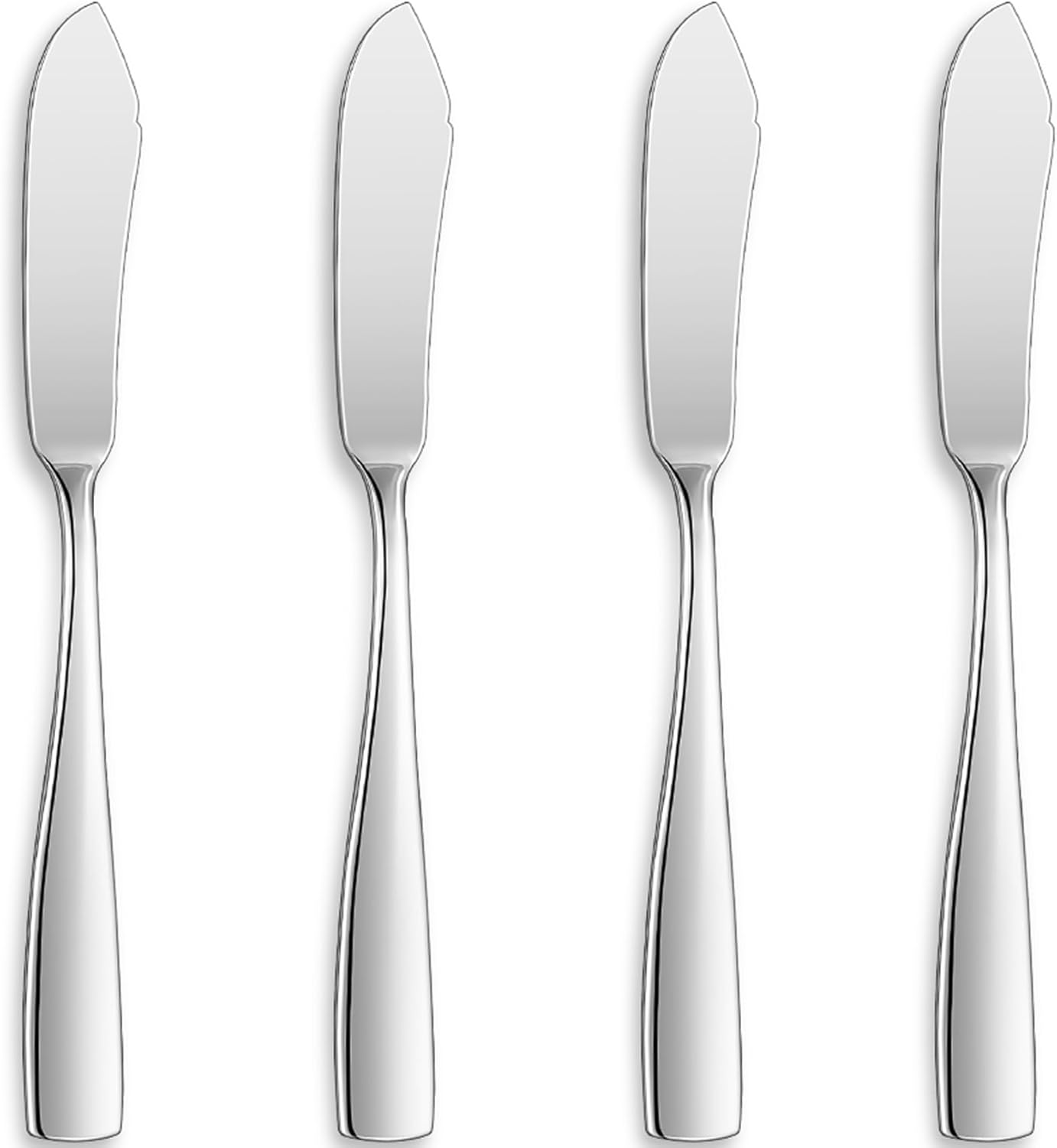 KEAWELL 4-Piece 7″ Silver Butter Knives Set, 18/10 Stainless Steel, Dishwasher Safe