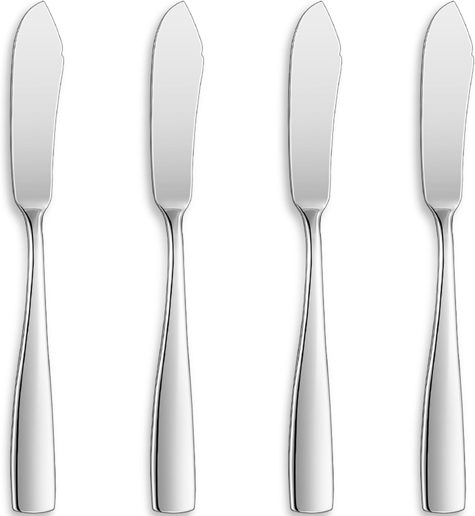KEAWELL Premium 4-Piece 7" Louis Butter Knives, 18/10 Stainless Steel, Dishwasher Safe (Silver, Louis)