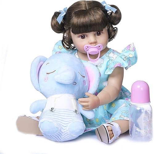 Anano - Muñeca de silicona realista tipo reborn, 22 pulgadas (55.9 cm), de cuerpo completo, para niñas, pelo rubio y ojos azules, para niñas de 5