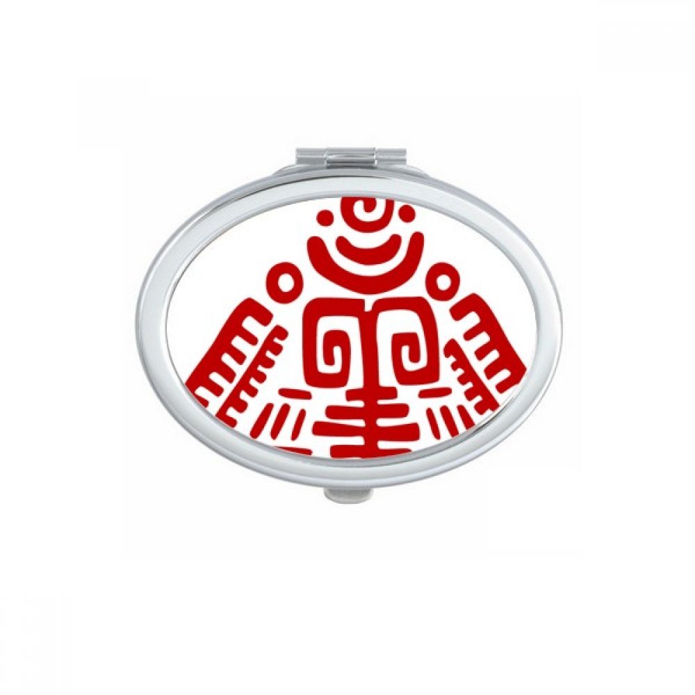 Miroir de poche Mexique Totems ovale mignon et compact pour retouches