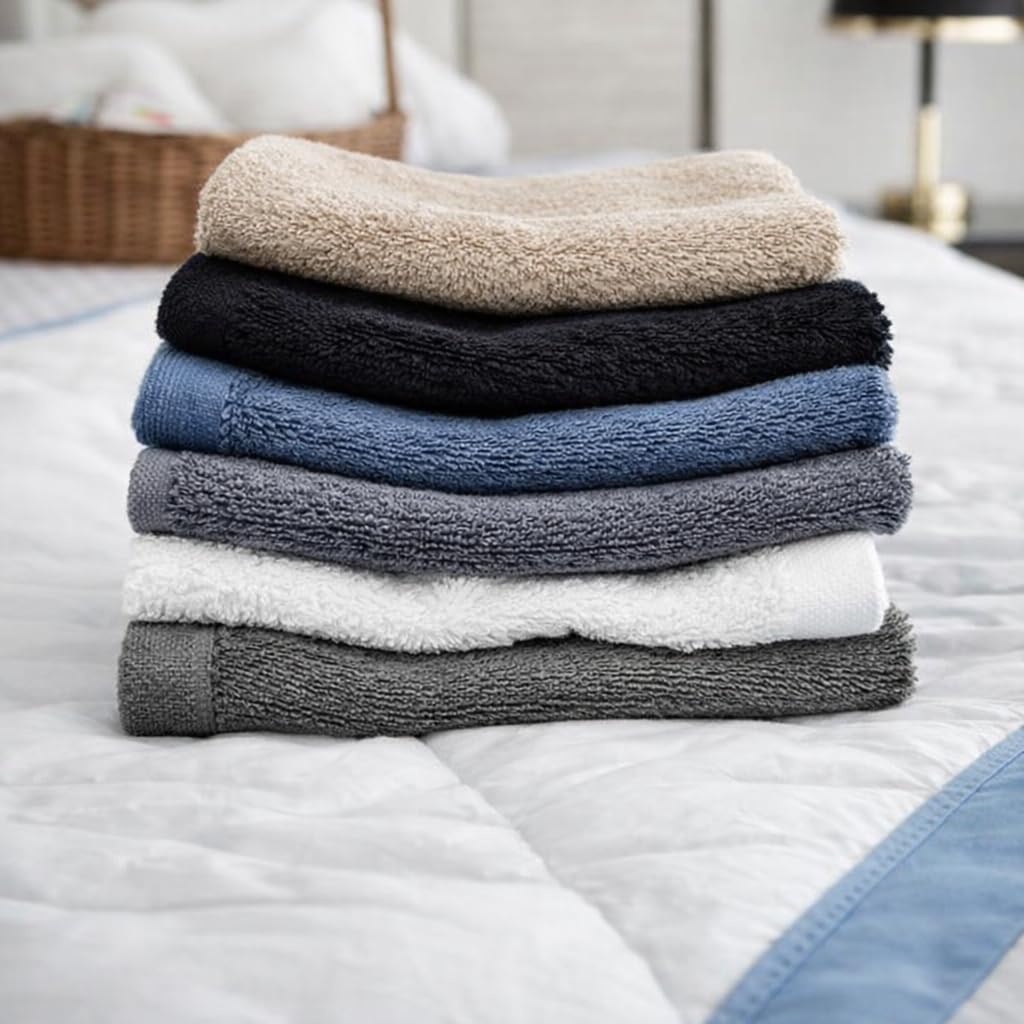 Set of 6 Terry Cotton Face Towels - Soft, Absorbent & Quick Drying Towels for Face, Hands & Gym - Perfect for Home, Travel & On-The-Go-image-2