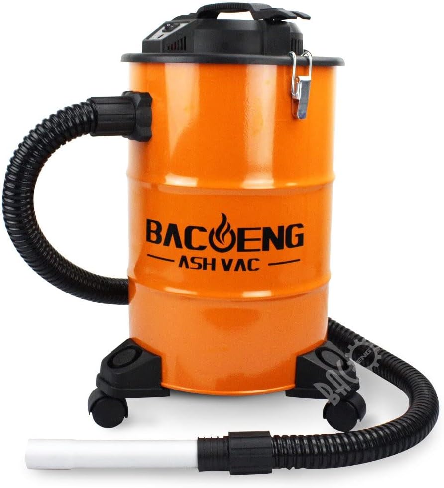 BACOENG 5.3-Gallon Ash Vacuum Cleaner with Double Stage Filtration System. Standard Ash Vac Black