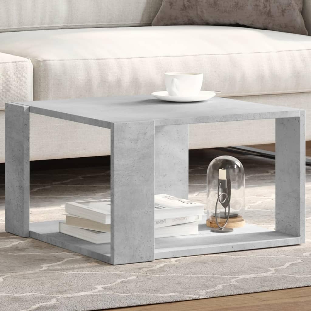 Hothingwell Couchtisch, Betongrau, 51,5 x 51,5 x 30 cm, Holz | Einzigartiges Design, praktischer Stauraum, robuste Oberseite, einfache Pflege mit feuchtem Tuch