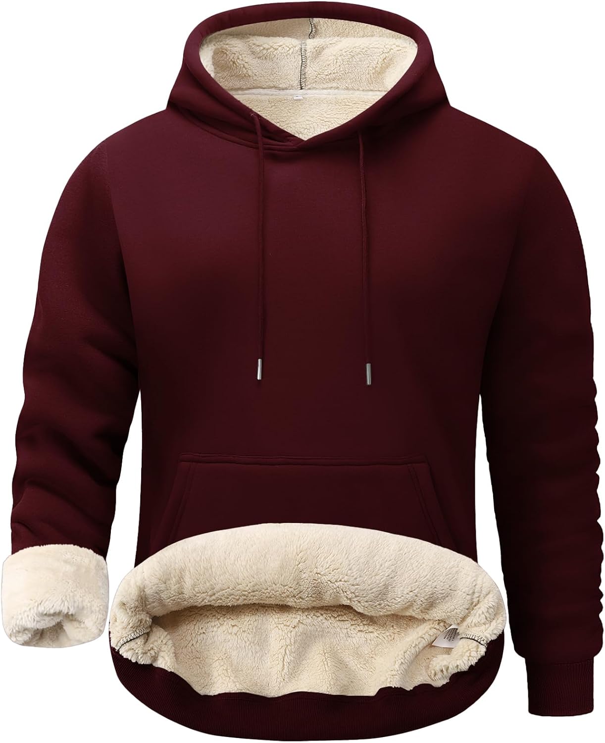 Flygo Men's Casual Fleece Sherpa Lined Hoodie Winter Warm Pullover Hooded Sweatshirt