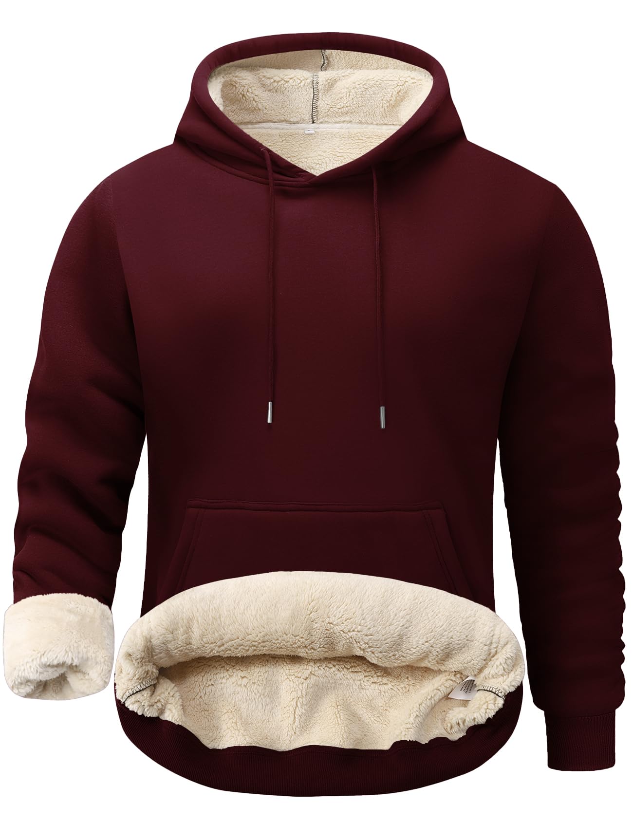 Flygo Men's Casual Fleece Sherpa Lined Hoodie Winter Warm Pullover Hooded Sweatshirt