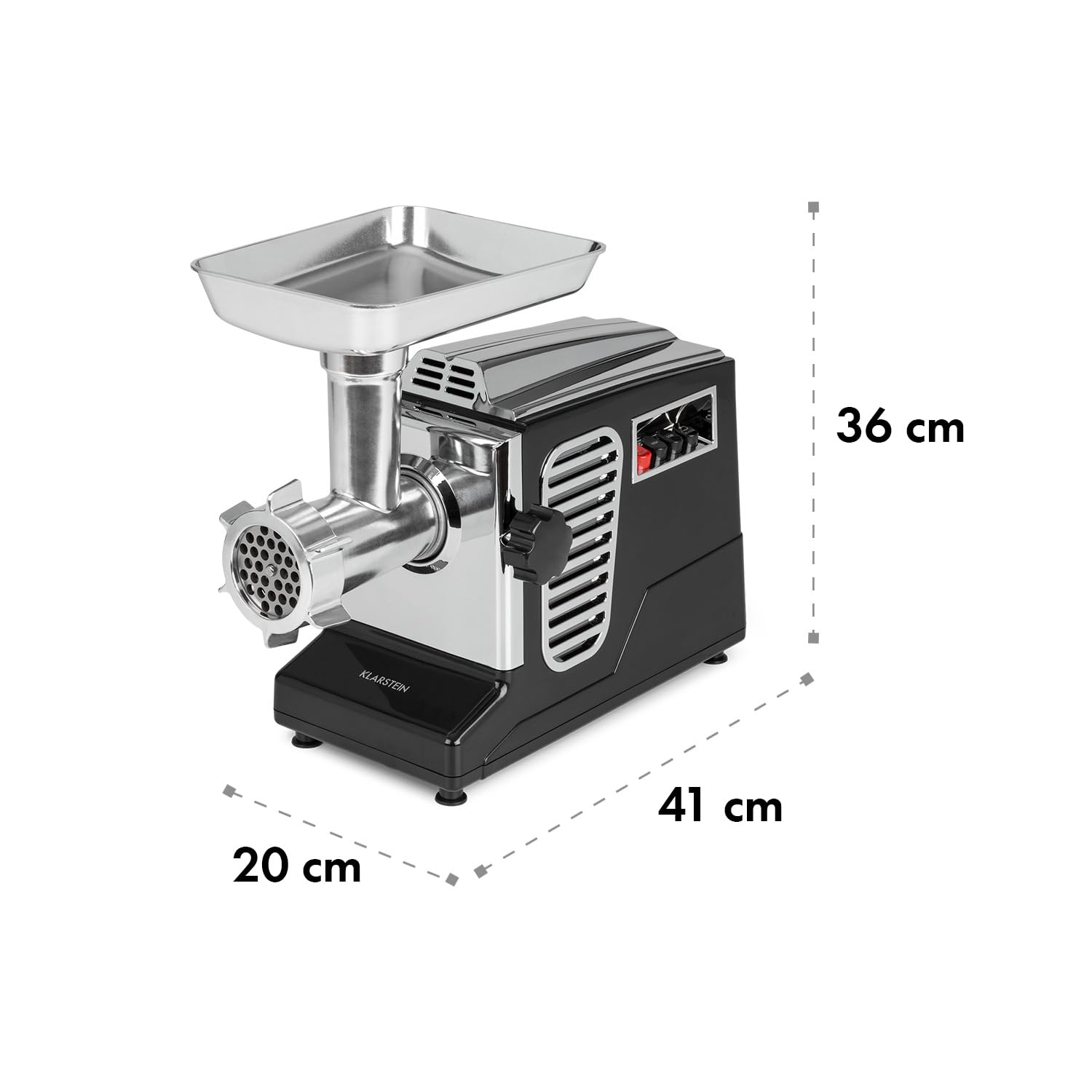 Klarstein Kraftprotz - Elektryczna maszynka do mielenia mięsa, Moc: 700 W, Moc blokowania: 1800 W, 2 prędkości i bieg wsteczny, Misa aluminiowa, Nóż ze stali nierdzewnej, czarno-srebrna