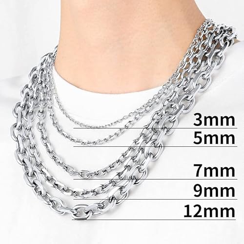 Chainshouse Stainless Steel Mens Necklace Large Heavy Silver Color 12Mm 18Inches Cable Chain Link Necklace Rapper Jewelry #TOP4
