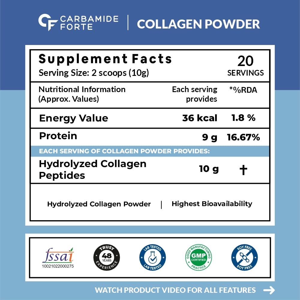 Carbamide Forte collagen supplements | Hydrolyzed collagen powder for women and men | Hydrolyzed peptides powder - unpublished - collagen dose for skin and hair - 200g Carbamide Forte collagen supplements | Hydrolyzed collagen powder for women and men | Hydrolyzed peptides powder - unpublished - collagen dose for skin and hair - 200g