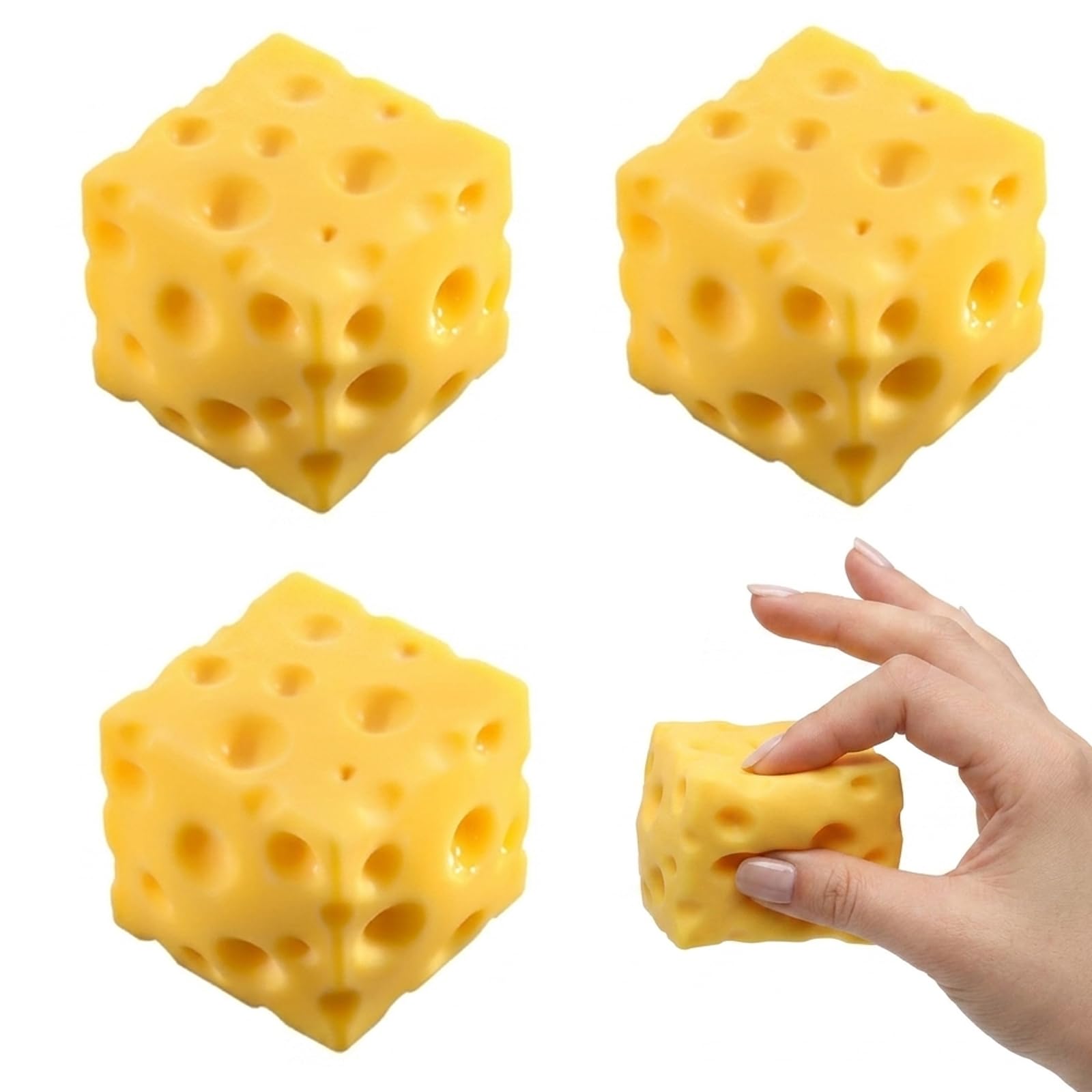 Cheese Squishy, Fidgets, 3 Pcs Portable Squishies for Adults, Fidget Squishy for Office and Classroom Use, Party Bag Fillers, Squeeze Fidget for Study Breaks and Commuting