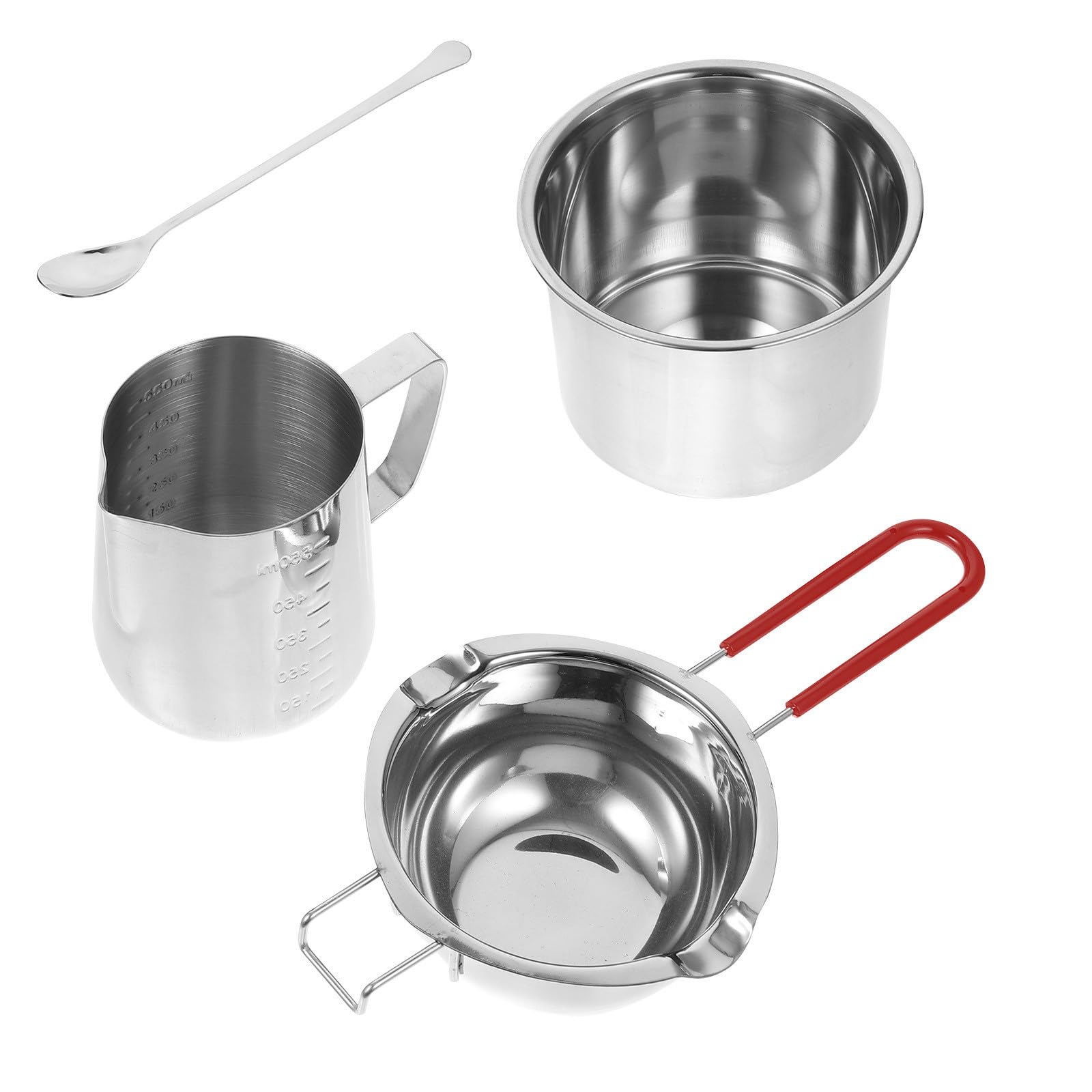 Zerodeko Juego de de Acero Inoxidable para Fundir Cera Mango Largo y Ligero, Cuenco para Derretir Adecuado para Cumpleaños y Restaurantes