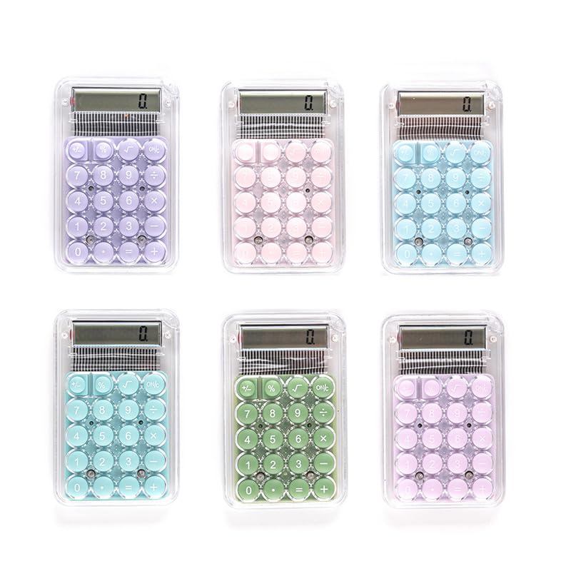 zalati Mini-Taschenrechner Solarenergie und Knopfbatterie Dual-Netzteil Silikon-Tastatur Touch-Taste für Taschenrechner tragbar zufällige Farben