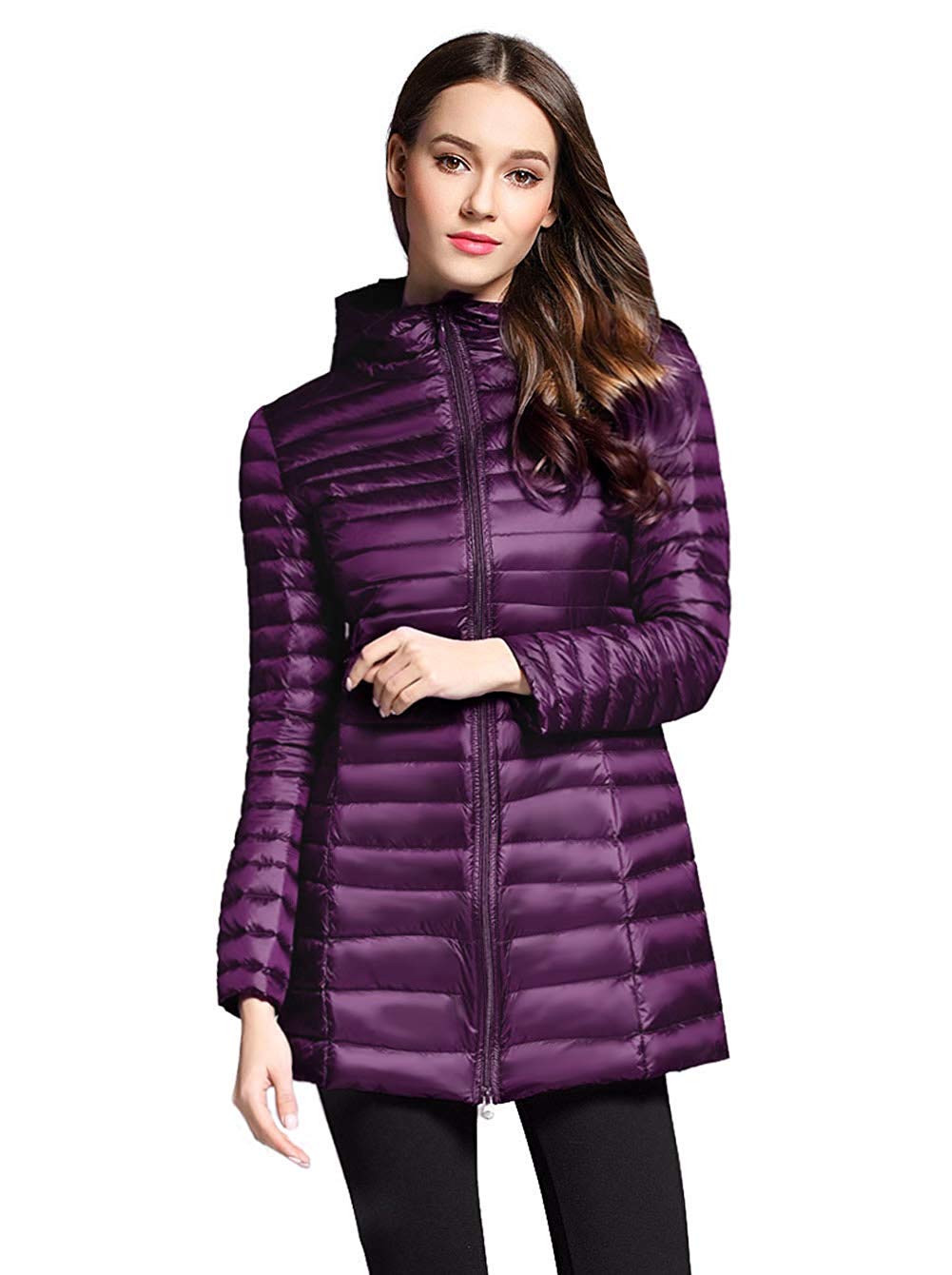Women's Ultra Light Down Jacket Packable Zipper Coat Outwear