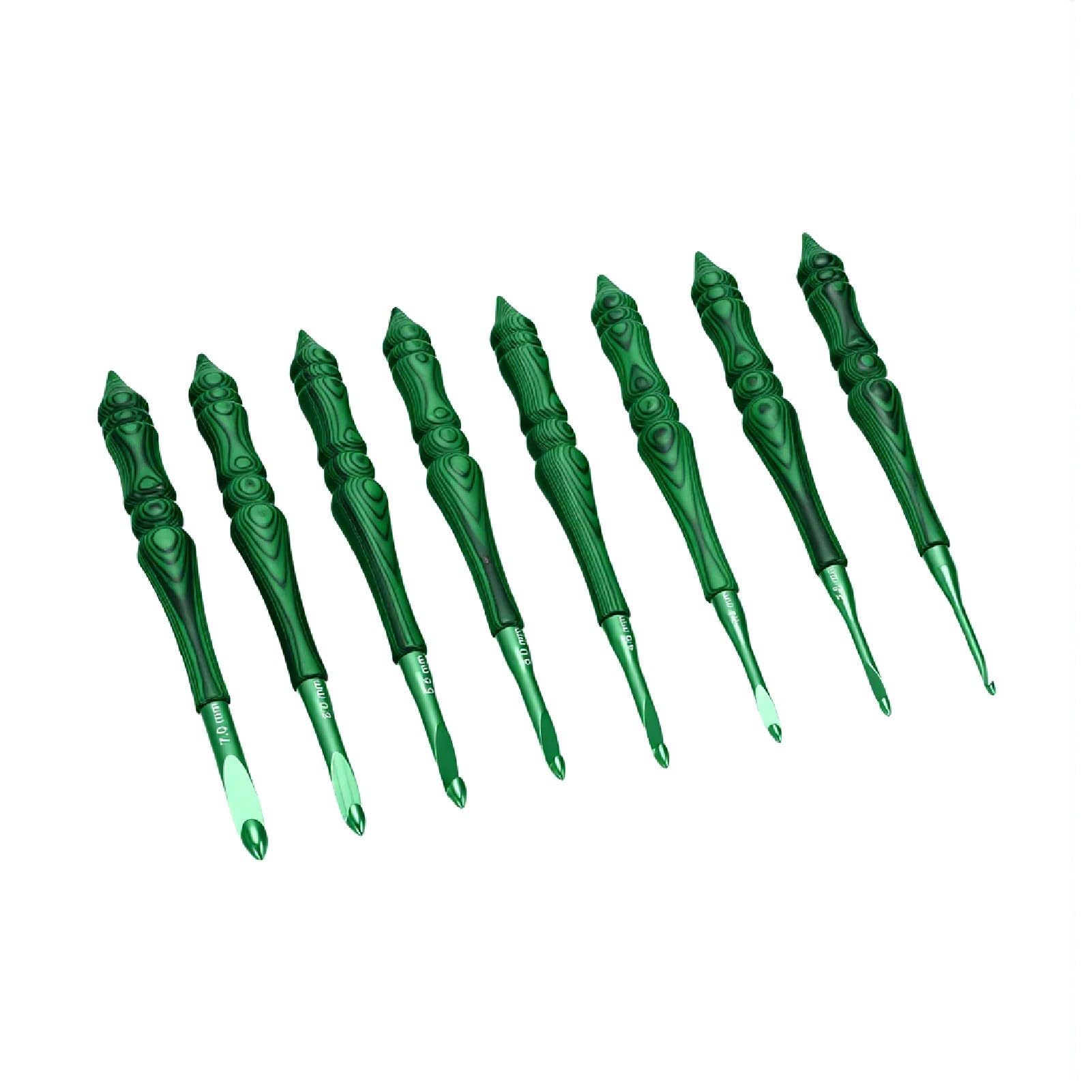 GOWENIC Set de Ganchillos Ergonómicos de Aluminio 8 Piezas | Agujas con de Madera de 3,0-7,0 Mm para Bufanda de Ropa