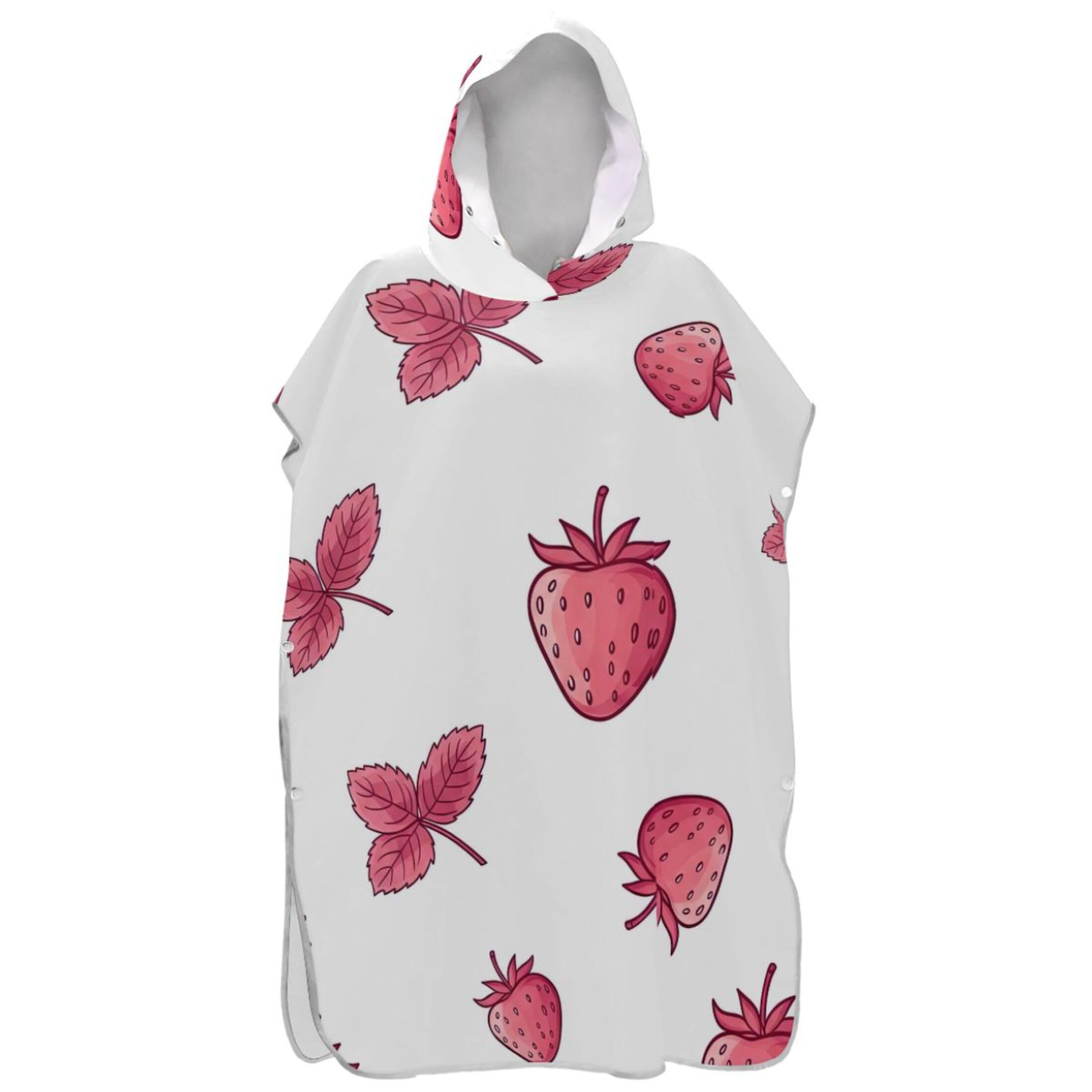 Poncho de surf blanc fraises adulte avec serviette à capuche