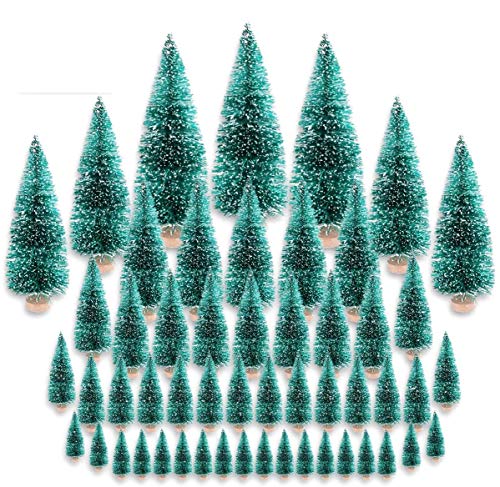 CODIRATO 48 PCS Árbol de Navidad en Miniatura Mini Árbol de Navidad Artificial Mesa de Nieve Árboles Mini...