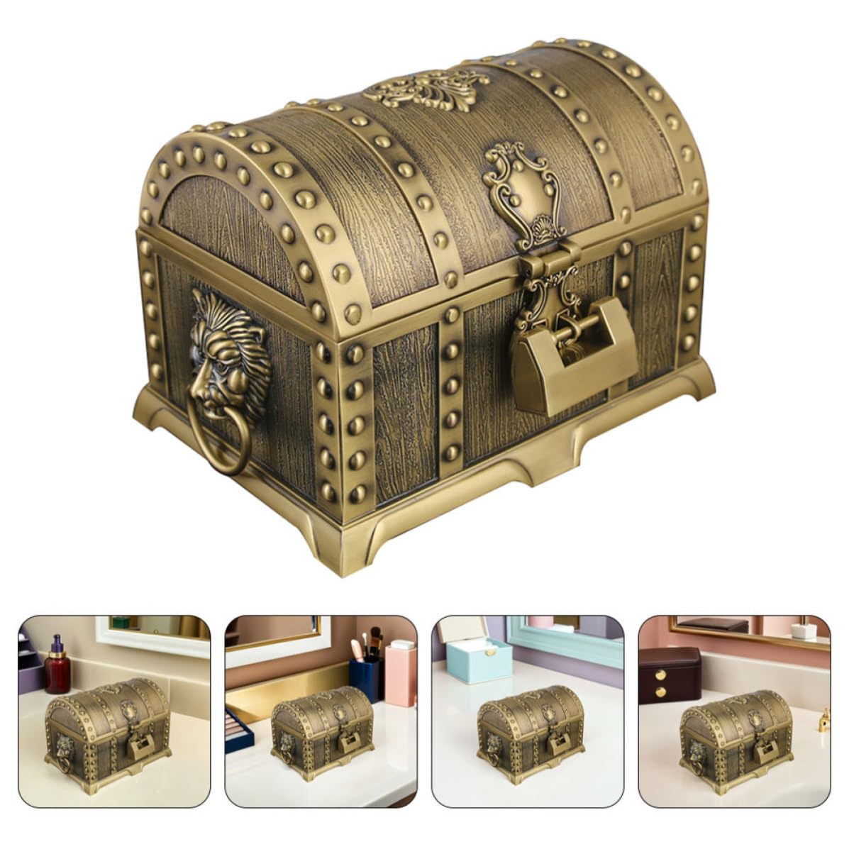 GANAZONO Joyero Vintage Pequeño Rectangular con Cerradura para Joyas