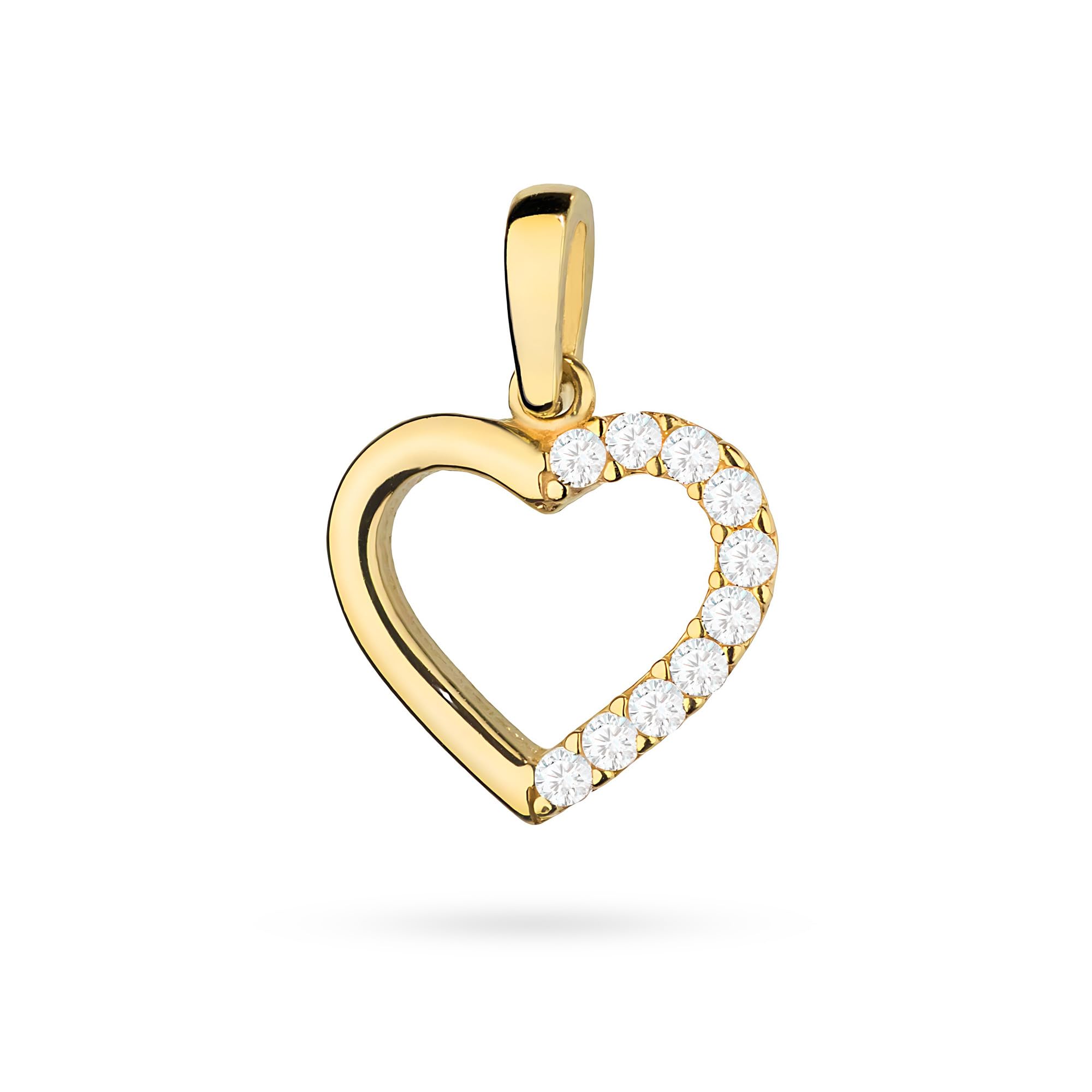 MARKO Herz Anhänger Gold 585 Echtgold mit Zirkonia – Romantischer Herz Ketten Anhänger Damen – 14 Karat Goldschmuck Damen – Geschenk für Frauen 11x15 mm