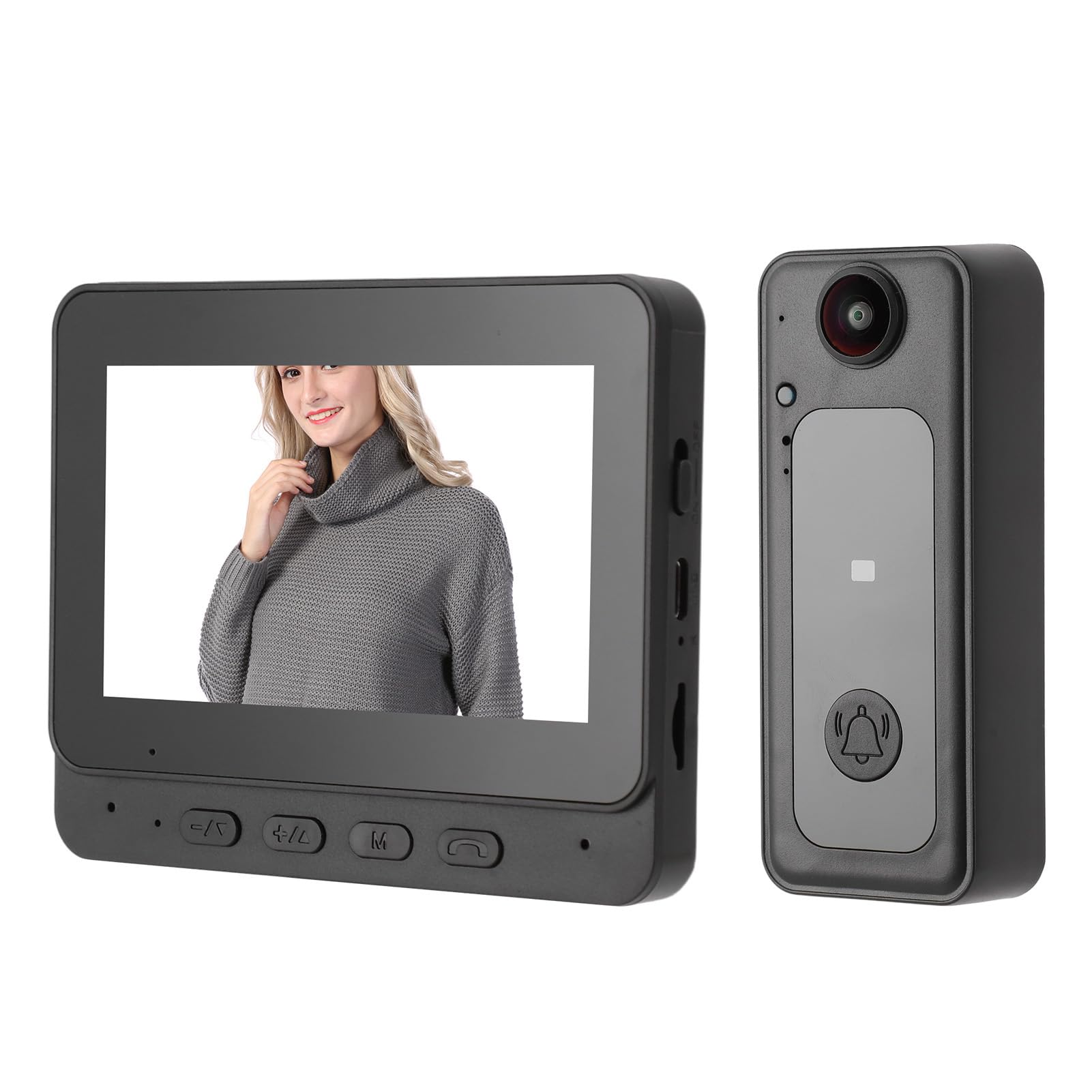 Cosiki de Intercomunicación con Timbre con Vídeo, Altavoz con Pantalla HD de 8MP y 4,3 Pulgadas, Micrófono, Timbre con Vídeo Inalámbrico para Seguridad en el Hogar