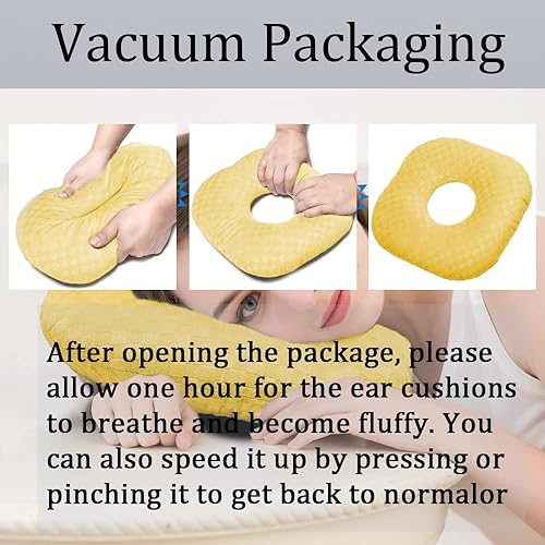 Vista 86 de Almohada perforadora de oreja para dormir de lado, almohada con un orificio para la oreja para CNH y dolor de oído, inflamación de oído, úlceras por