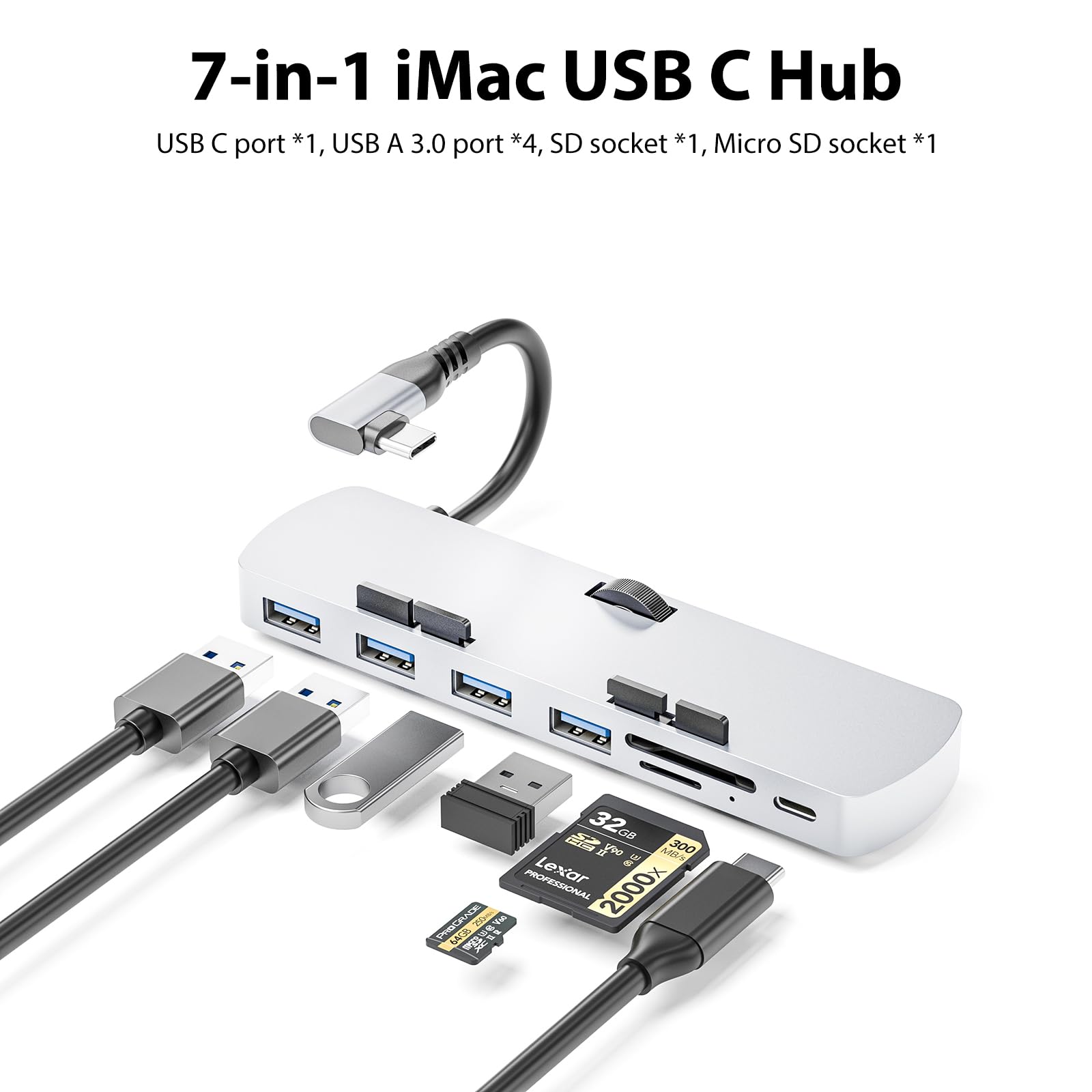 Amazon.com: LINKEET Aluminum USB C Clamp Hub for iMac, 7-in-1 USB