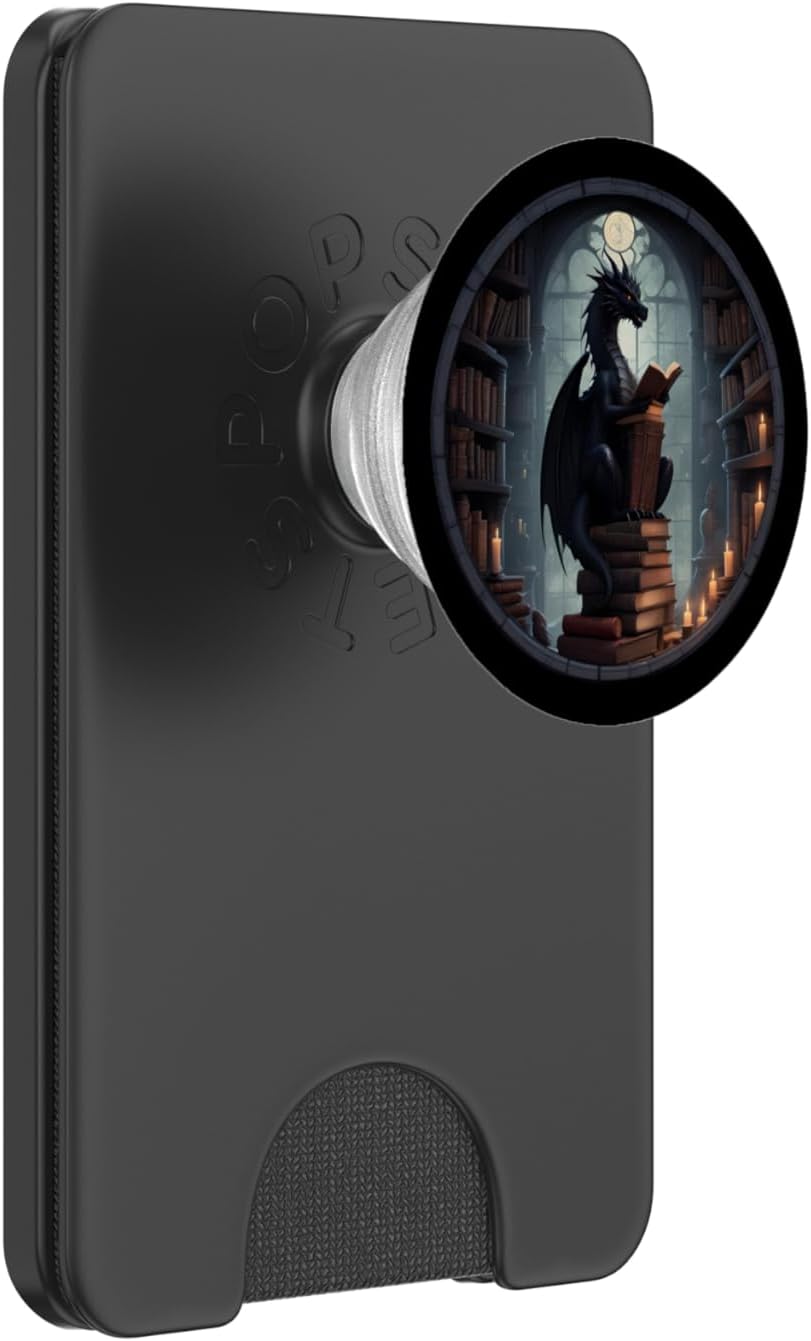 Librarian Dragon Gothic Goth Book Reading Lover PopSockets PopWallet for MagSafe