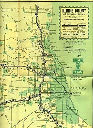 Illinois Toll Roads Map Illinois Tollway And Connecting Highways Map July 1960 Entrances & Exits:  Amazon.com: Office Products