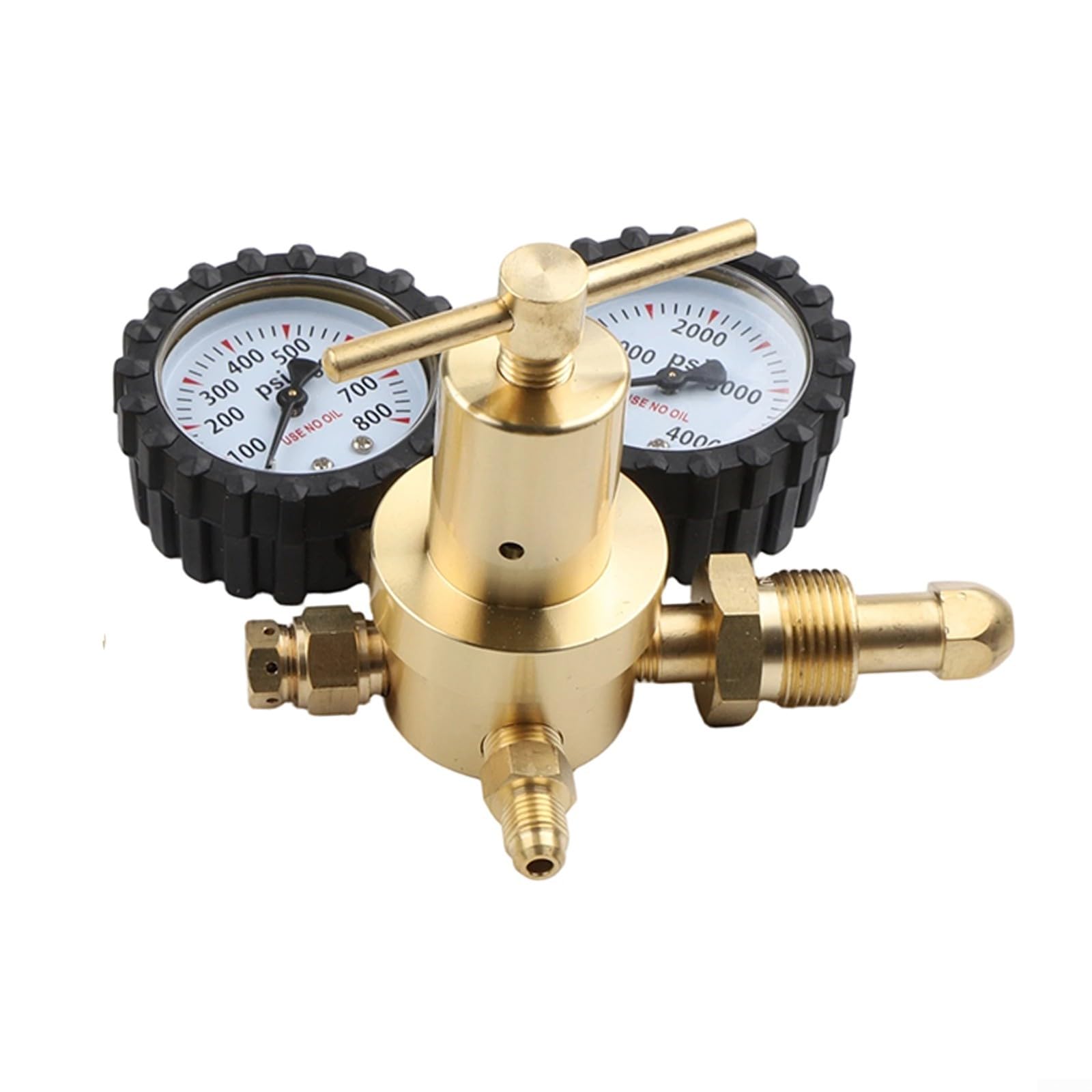 Regolatore di pressione azoto in ottone con manometro, ingresso 1-200 bar, uscita 1-60 bar, portata 25 m³/h, per filettature G5/8 e CGA580, include tubo da 2 m per uso industriale (B)