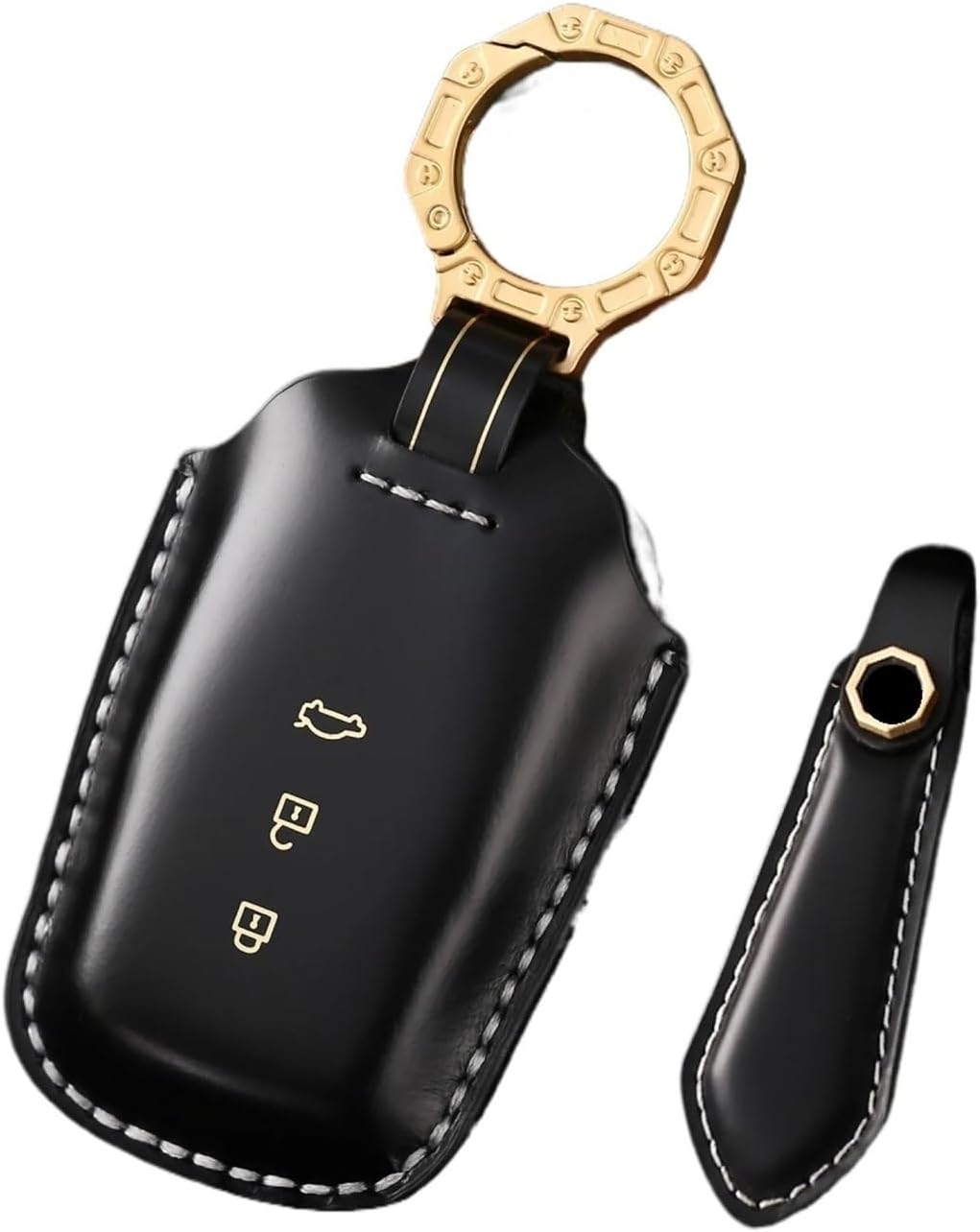 Genuine Leather Key Case Cover Protective Shell Keychain Compatible with Toyota Highlander Avalon 2024 Car Accessories(Type A 3Buttons -6)