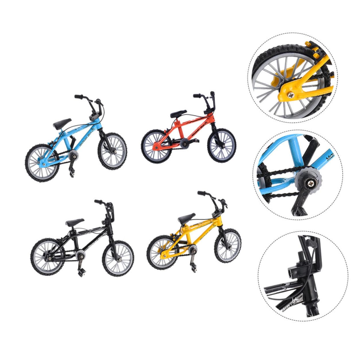 Alipis Juguetes de Bicicleta para Dedos 4piezas Doble Barra en Aleación de Aluminio y Plástico, Modelo Ligero para Entretenimiento y Relajación Mental