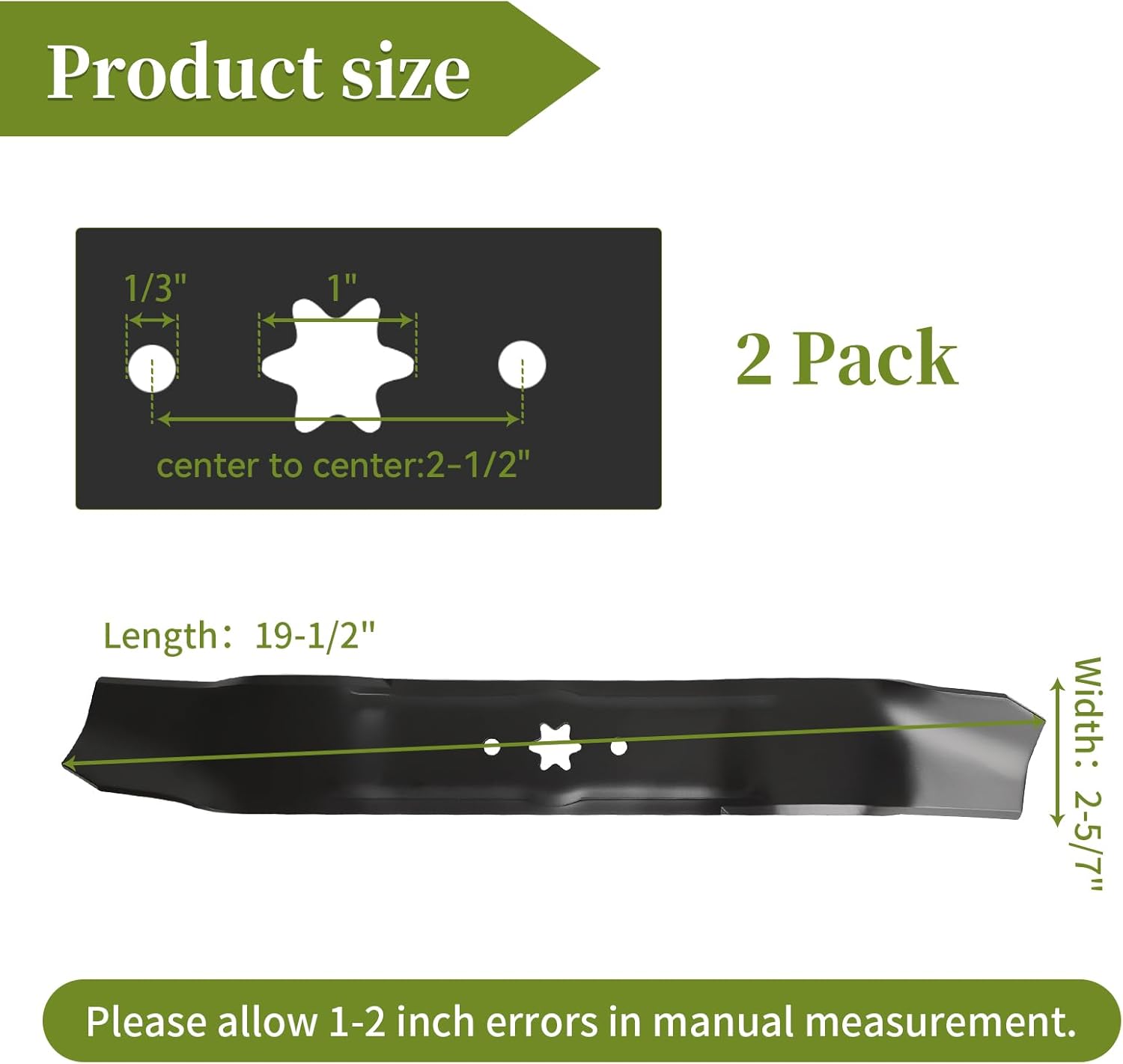 942-0610A Lawn Mower Mulching Blades Compatible with MTD LT-400 Riding Mowers, Fits Troy-Bilt Tuffy 38" Deck Tractors, Replacement for 742-0610A, 742-0610, 742-0610A and 942-0610, 2 Pack
