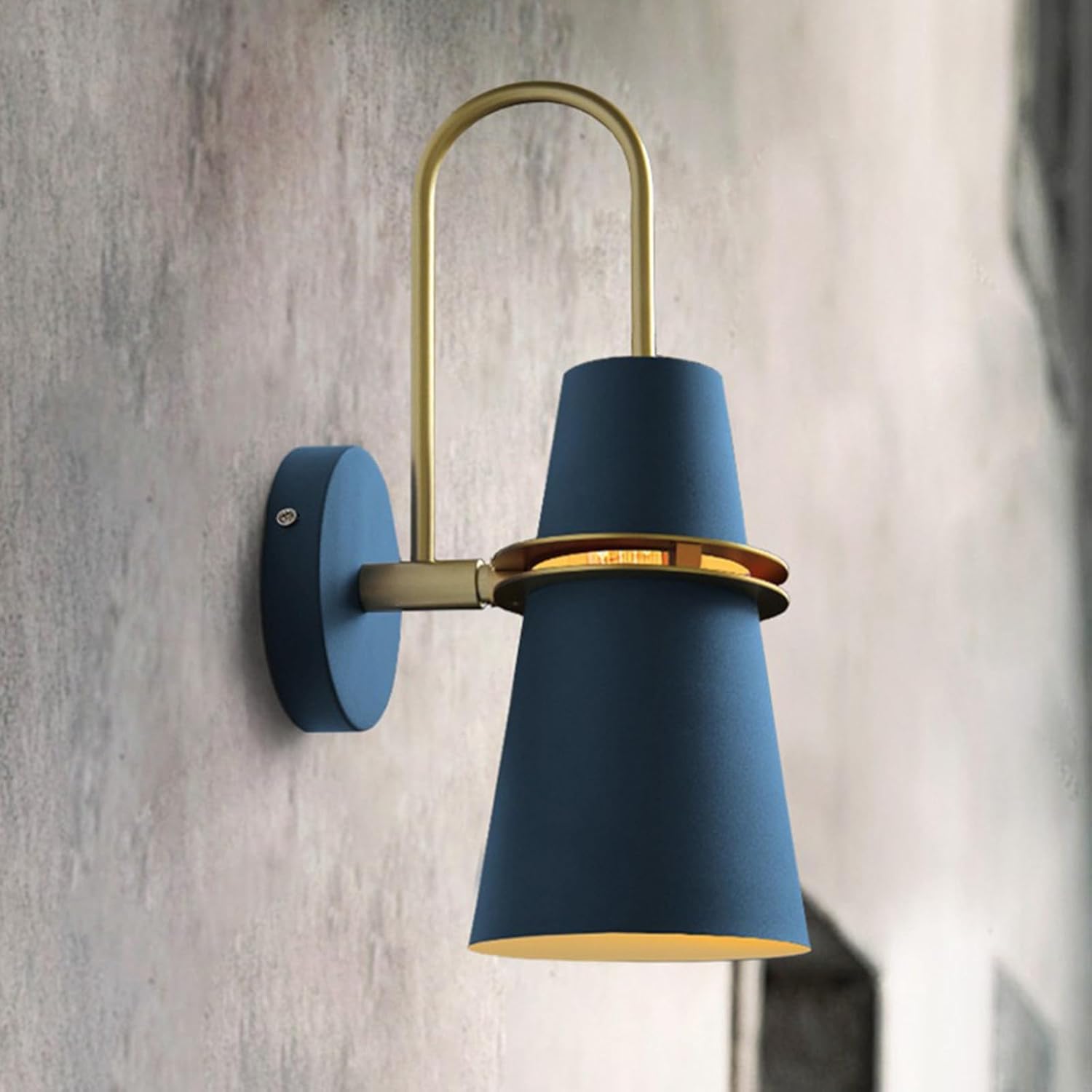 Modern Wall Light, Metal Shade Sconce Lamp, E26 Indoor Lighting Fixture for Bedroom Dining Room (Blue, 2-Pack)