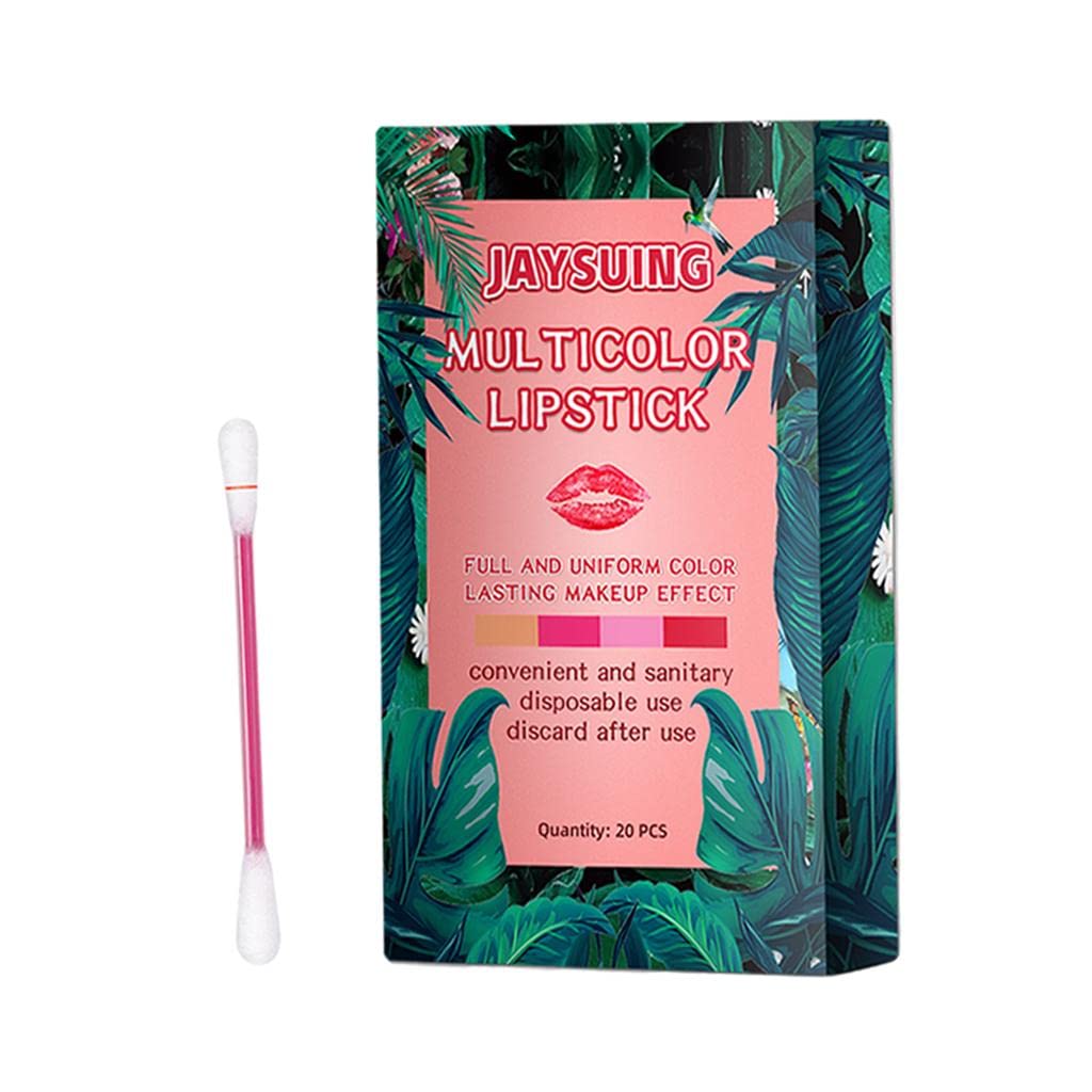 BNF®20‑Piece Pink Lipstick‑Shaped Cotton Swab Set – Lip Gloss Applicator & Portable Case – Ideal for Makeup, Travel & Gifts-image-33