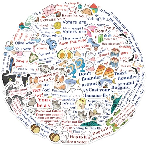 140PCS Vote Pun Stickers Funny Vote Stickers for Scrapbook Vote Stickers with Election Puns Suitable for Postcards Scrapbook Envelopes Election Day