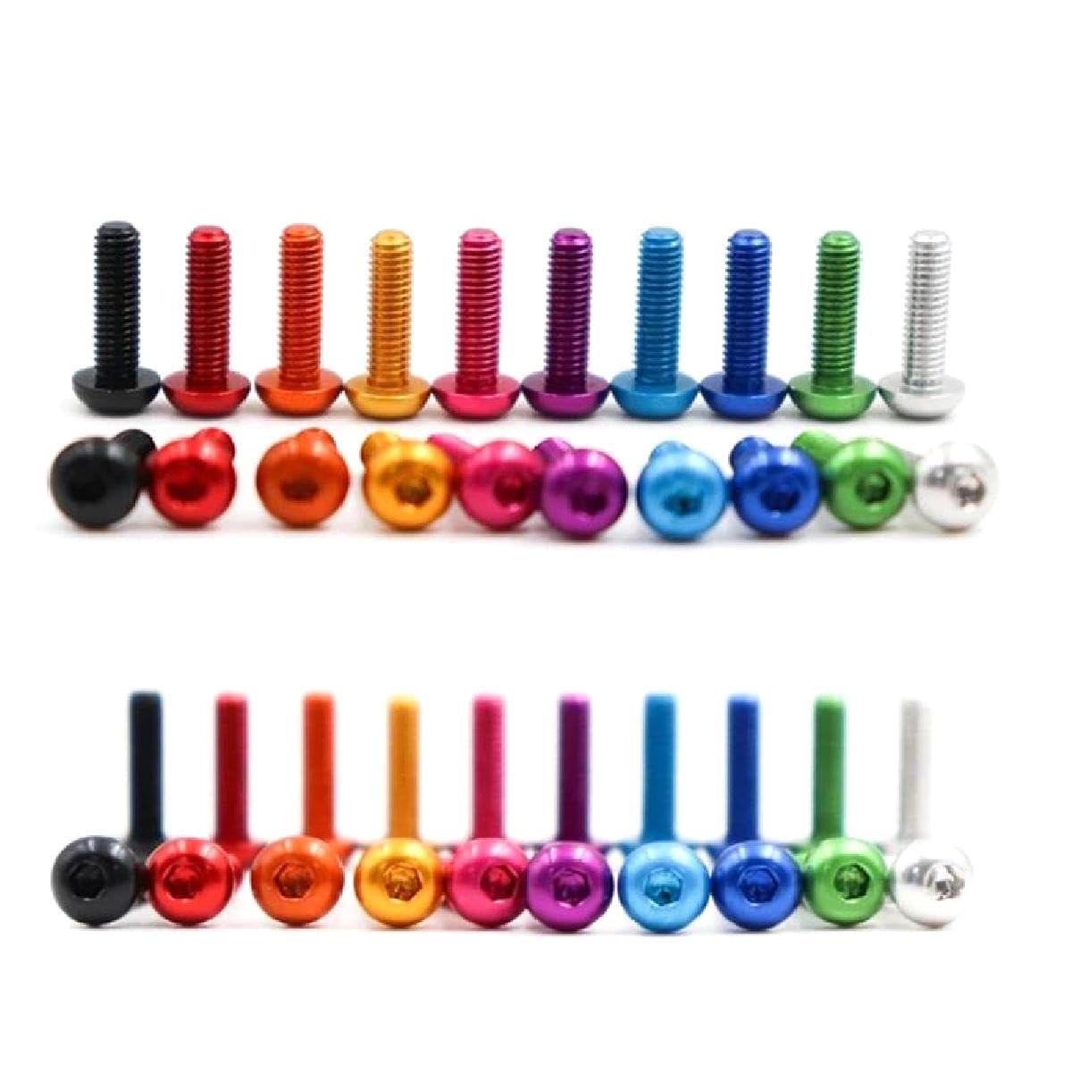 CHAOUYYZ Hex Allen round Screw,Colourful Aluminumy Bolts/10Pcs/M4*20-Sier