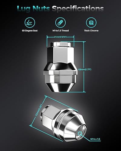 Miniatura 2 de ZOFFI 24 piezas M14x1.5 de una sola pieza cromadas OEM estilo fábrica grande bellota asiento tuercas de repuesto para Ford F150 Expedition Lincoln