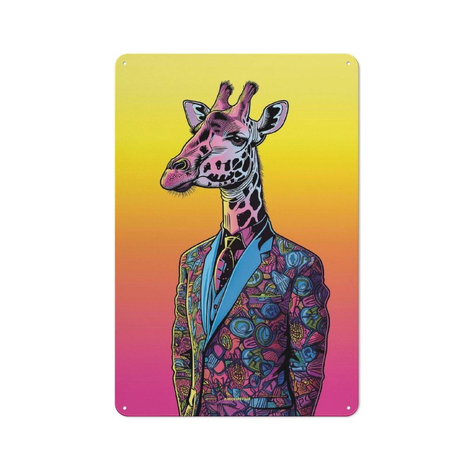 Junmoney Style-21 Giraffe Miami Portrait Vintage Metal Wall Sign 30X20cm For Garage Wall, Suited To Garage Decor Collectors
