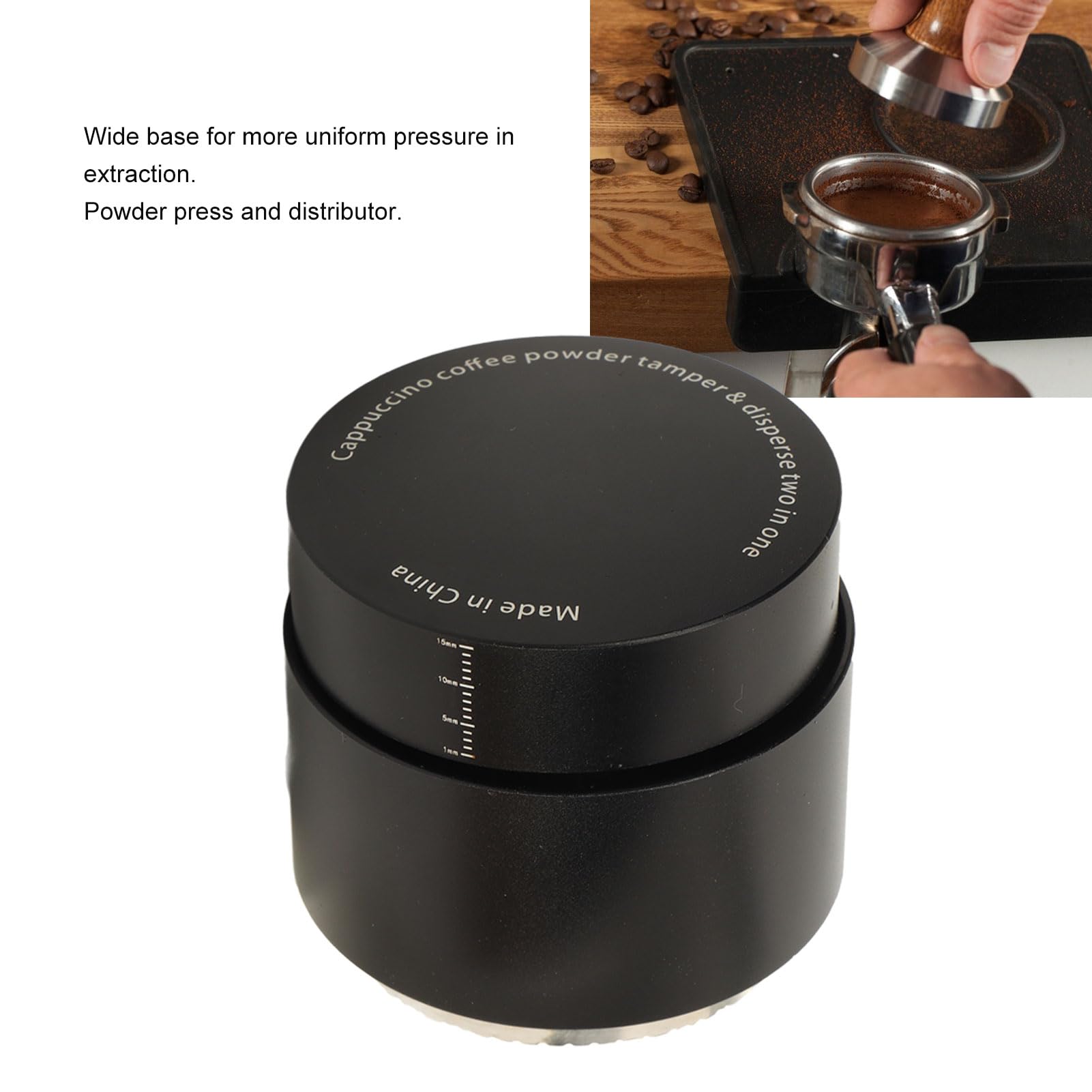 Dispenser per Manomissione caffè, Design Standard a Pressione Costante Tamper per Polvere di caffè Impugnatura Ergonomica Fondo Largo per Uso Domestico (Base waffle 58 mm / 2,28