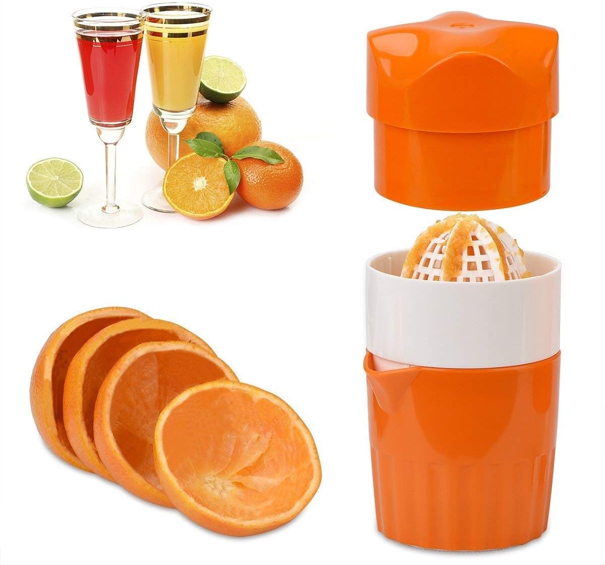 Citrus Juicer Orange Squeezer, Manual Juicer,Hand Juicer,Orange Juicer with Strainer and Container, for Lemon,Orange,Lime,Citrus (Orange)