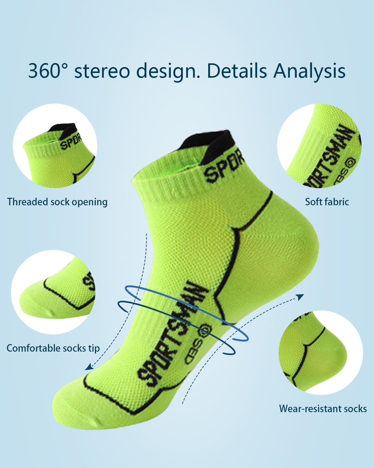 Mens Ankle Athletic Socks Running Socks Cotton Low Cut Breathable Cushioned Arch Support Casual Socks 6-12 (6 Pairs) - Image 4