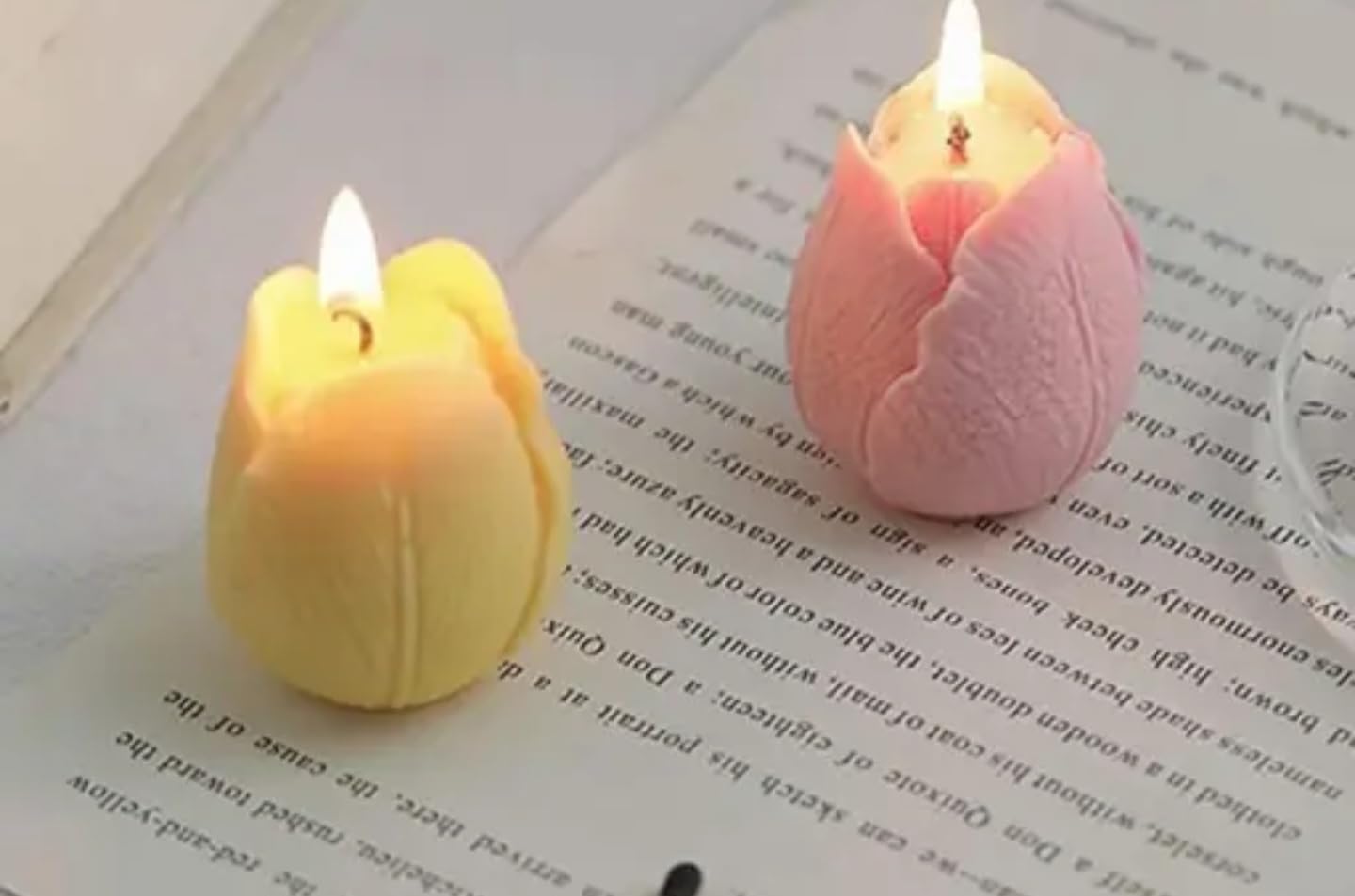 Decorative Tulip-Shaped Candles, Pink and Yellow, fancy candle