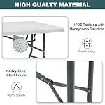 FDW 6 Foot Outdoor Dining Table, Foldable Portable Rectangular Plastic Folding Table with Built in Carrying Handle for Party and Wedding Use, White