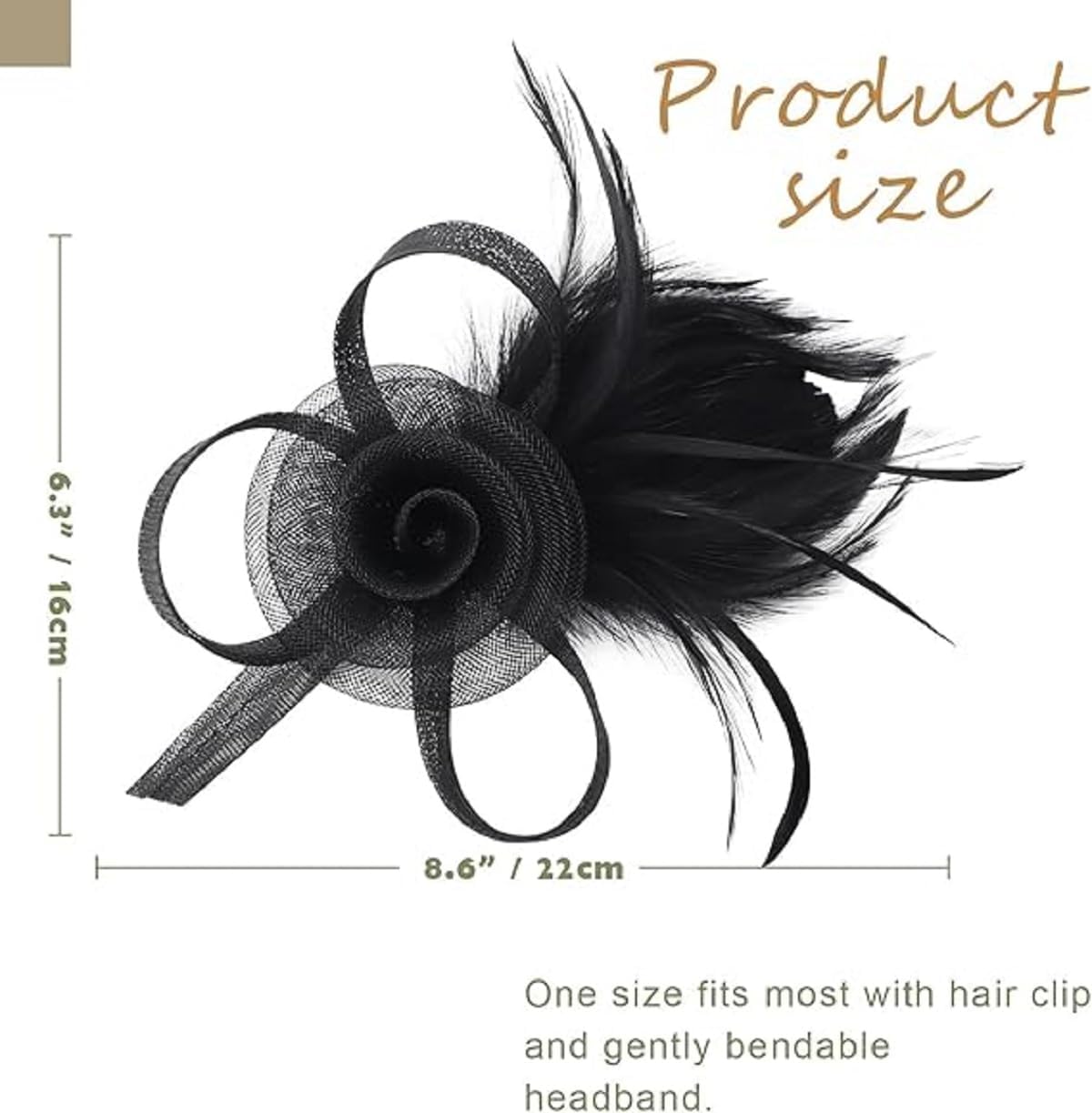 Fascinators Hats for Women Tea Party Wedding Derby - Vintage 50s Feather Headband for Church Cocktail thumbnail