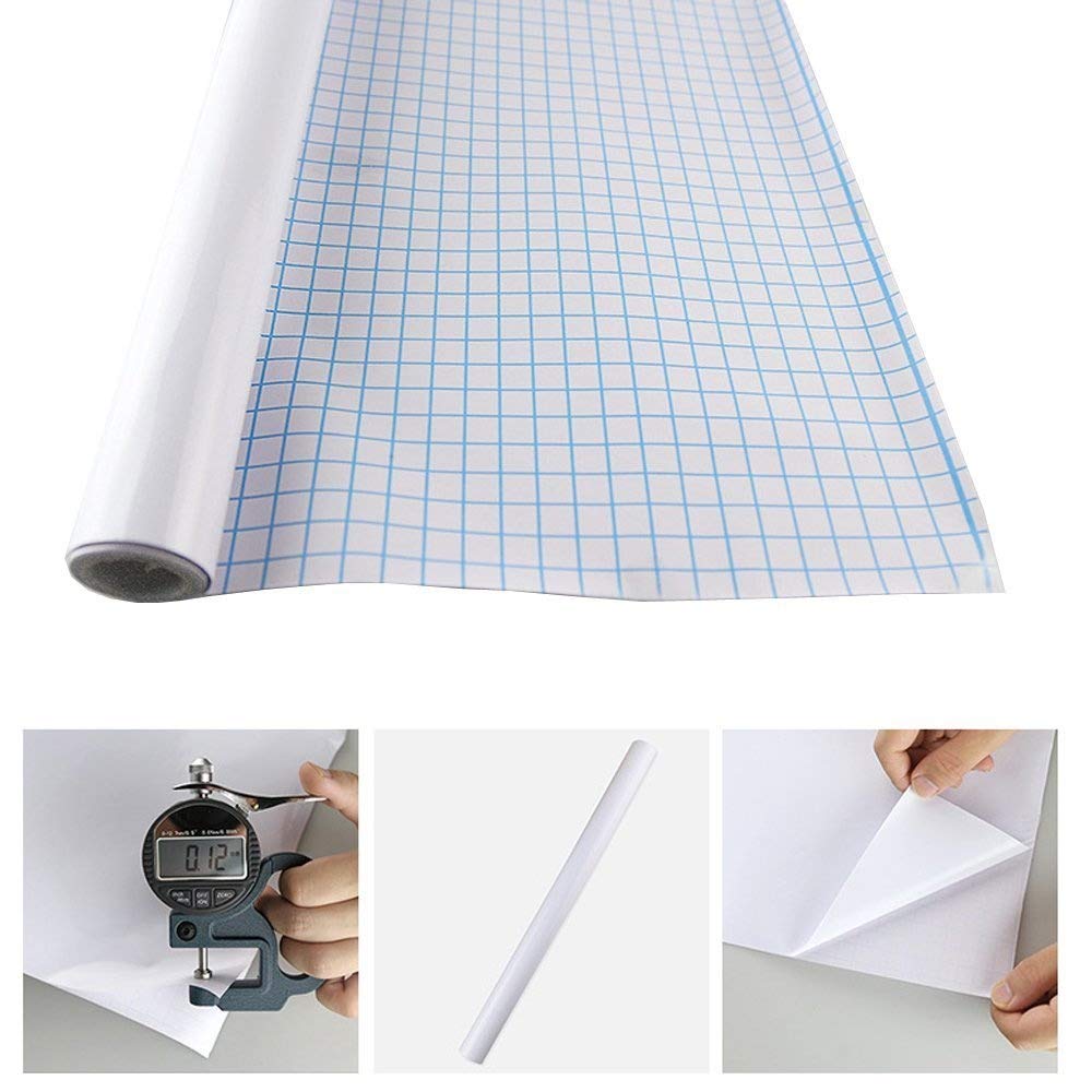 Papier kontaktowy do białej tablicy, 45 cm (szer.) x 200 cm (dł.), samoprzylepny, do szkoły, pracy i domu, biały