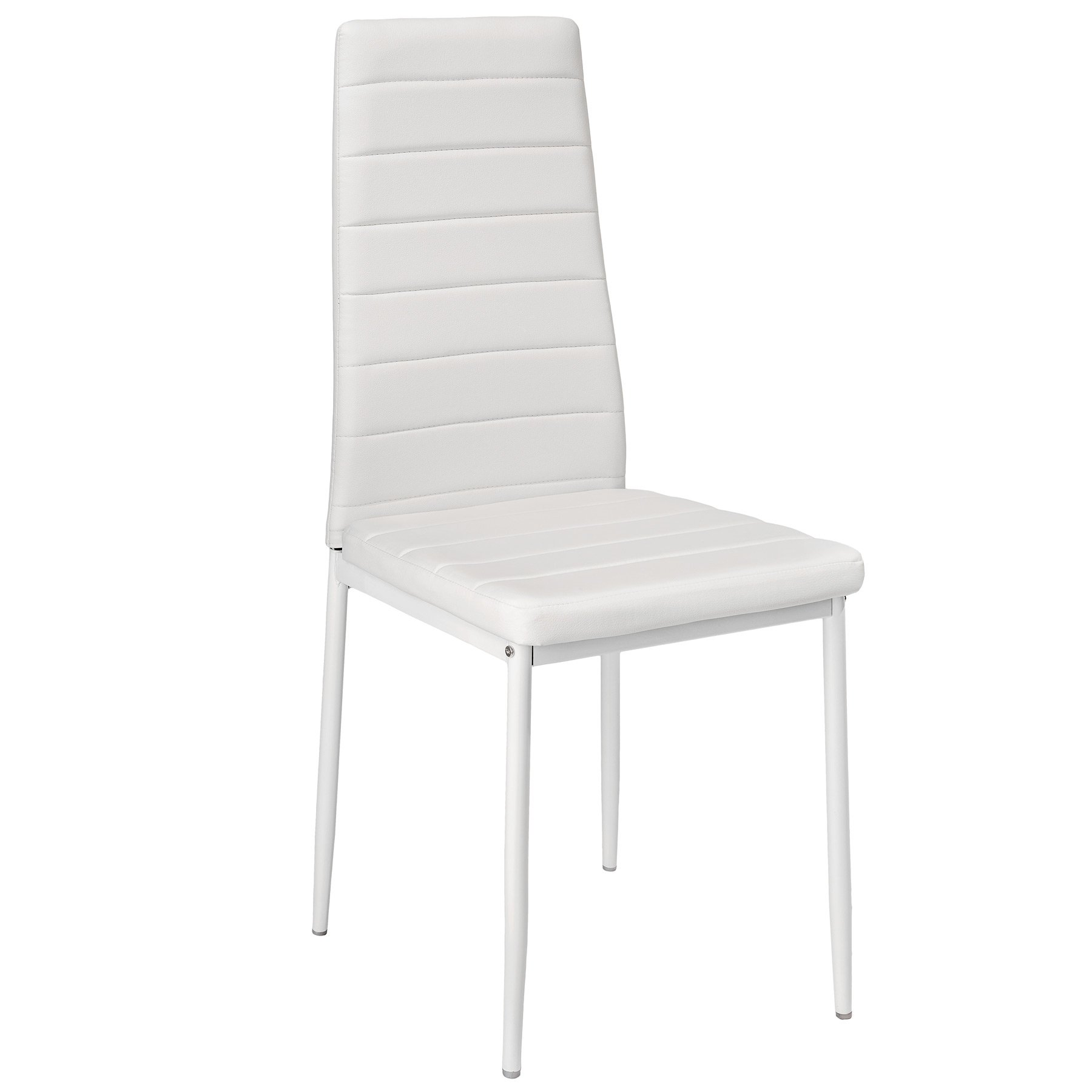 tectake® sillas de Comedor Acolchadas, Funda de Cuero sintético, Respaldo Alto, Patas de Acero, Montaje Sencillo, sillas Comedor Modernas, Muebles Salon Modernos, Silla nordica - 6 Sillas Blanco