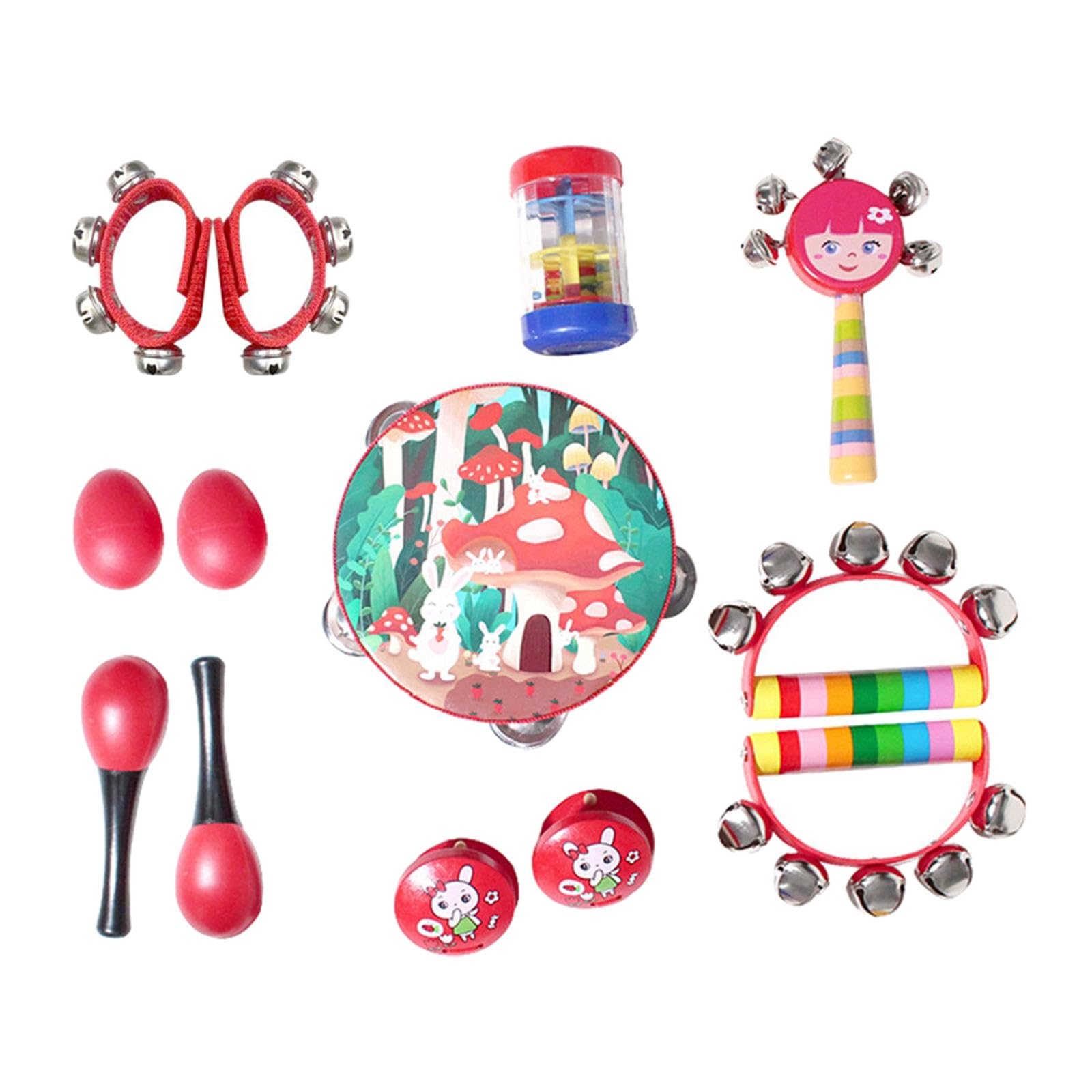 13 pezzi strumenti a percussione in legno set musica per neonati bambini rosso 13 pezzi set