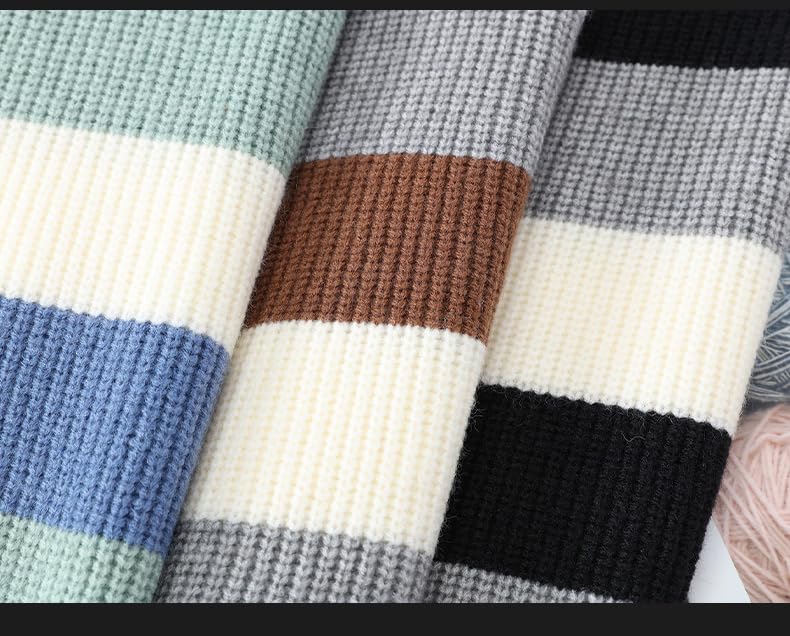 Striped Sweater Men Crew Neck Pullover Cable Knit Loose Casual Long Sleeve Tops M-2XL4