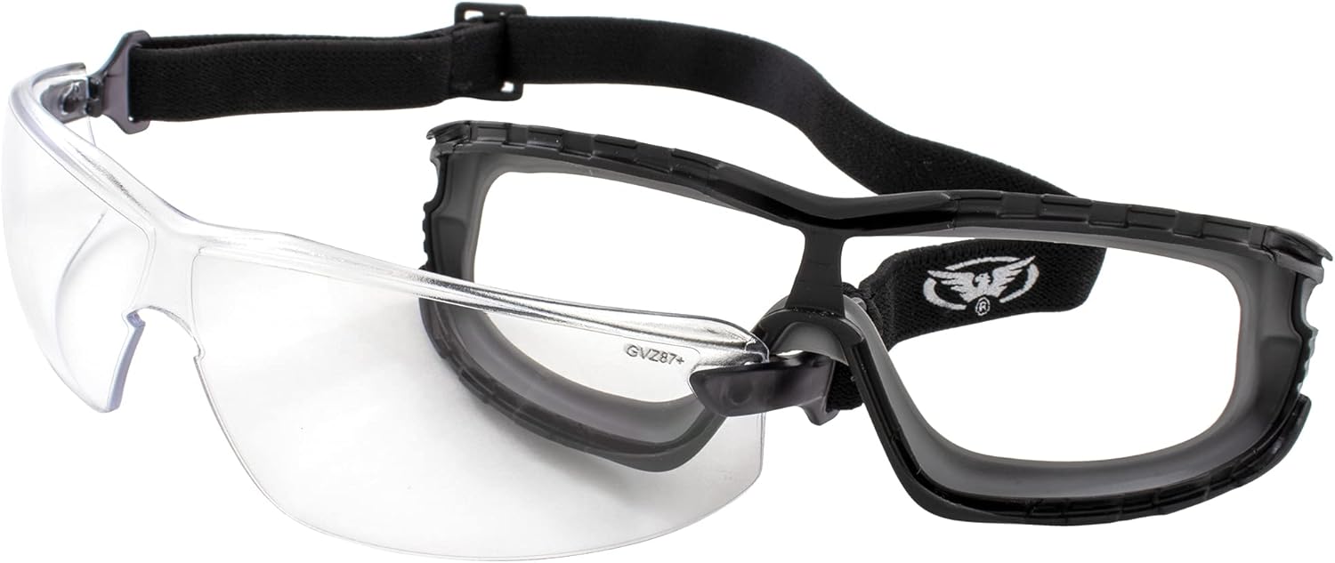 Global Vision Sunn Up Motorcycle Safety Goggles ANSI Z87.1 Scratch-Resistant Anti-Fog 2 Pair Gray Frame w/Clear Lens & Blue Frame w/Smoke Lens - Image 4