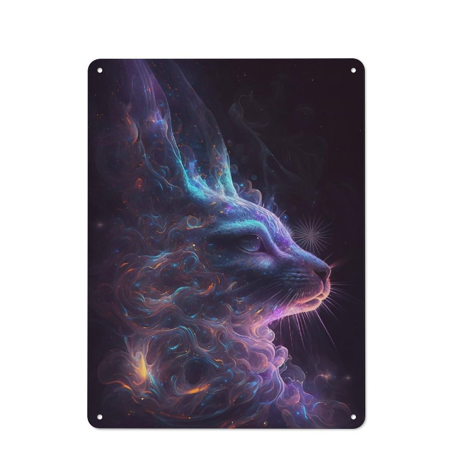 Galaxy Rabbit Animal Warehouse Style Metal Wall Decor 40x30cm, Metal Wall Sign for Workspace, Cafe, Hallway Or Garage