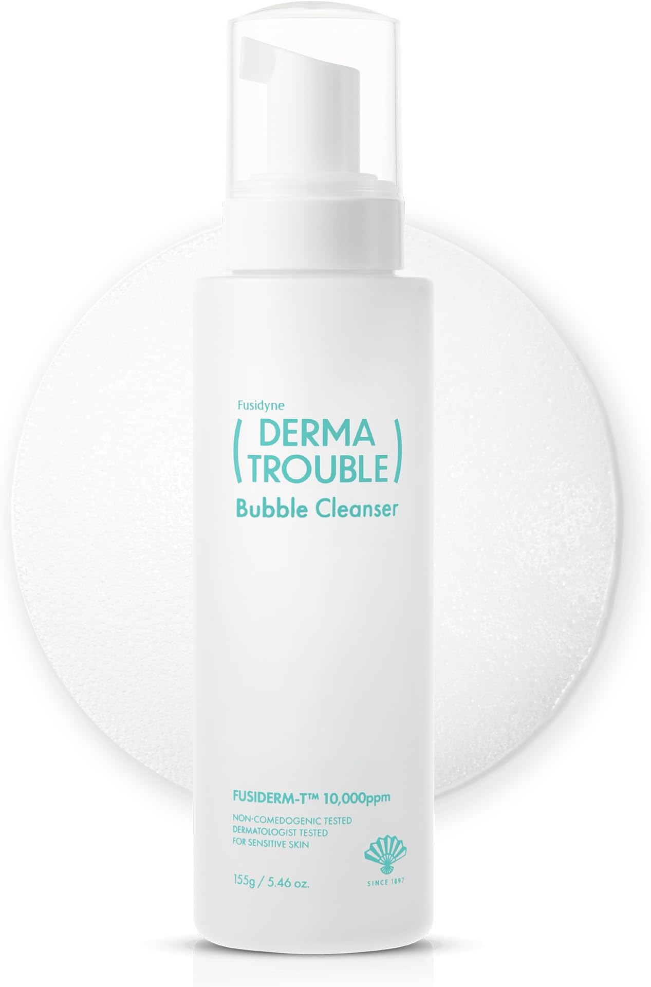 Derma Trouble Bubble Cleanser (5.46 fl oz) Non-Comedogenic BHA Low-pH Mild Micro Foaming Cleanser for Sensitive Skin with Sebum-Control Complex for Bumpy Skin, Blackheads, Whiteheads